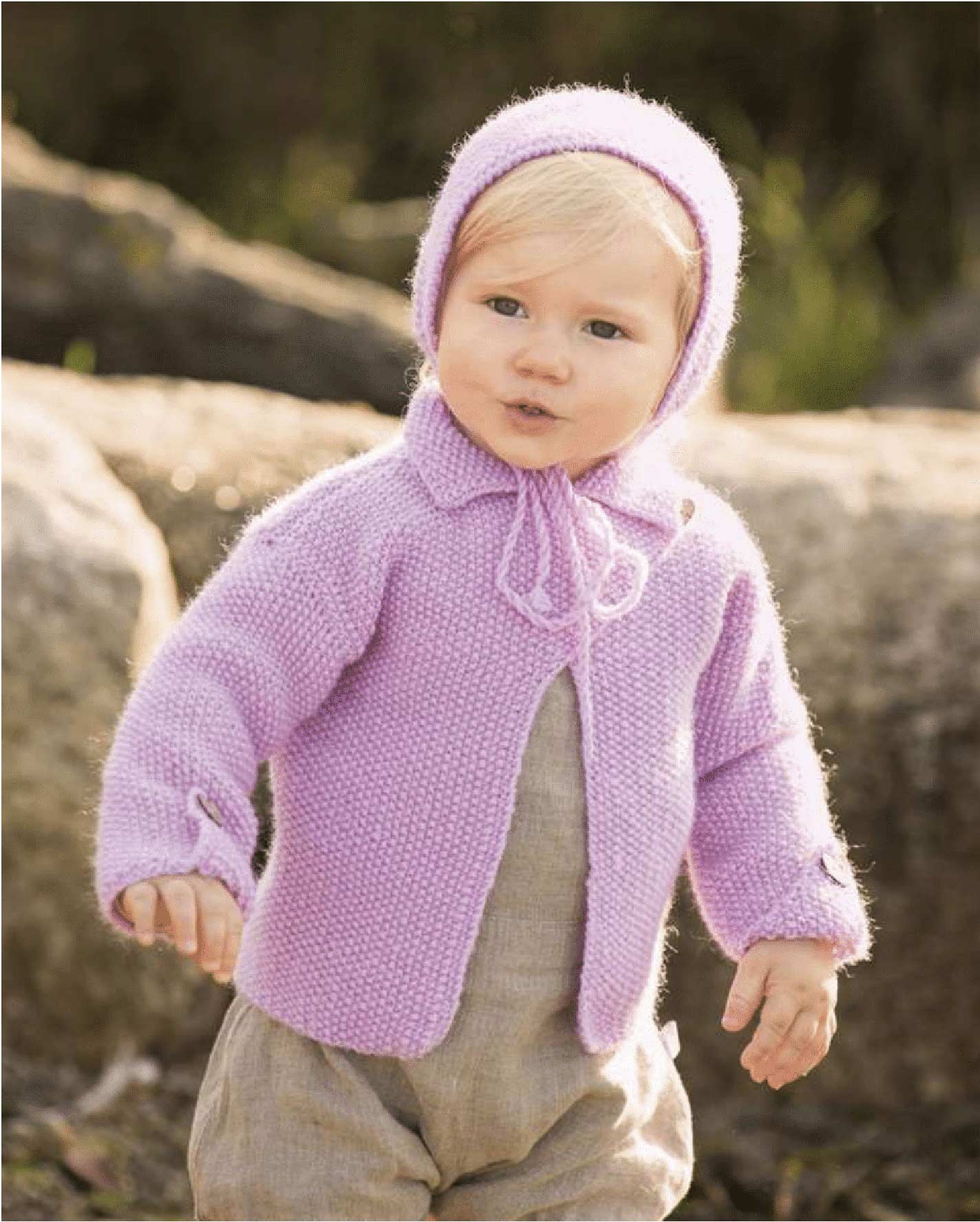 1617-03 Tjorven Jakke og lue i perlestrikk