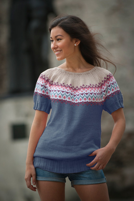 1706-7 Suna topp jeansblå