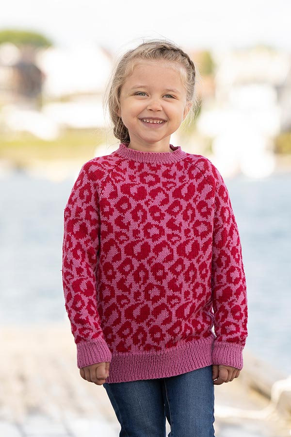 1918-9 Leopard genser cerise