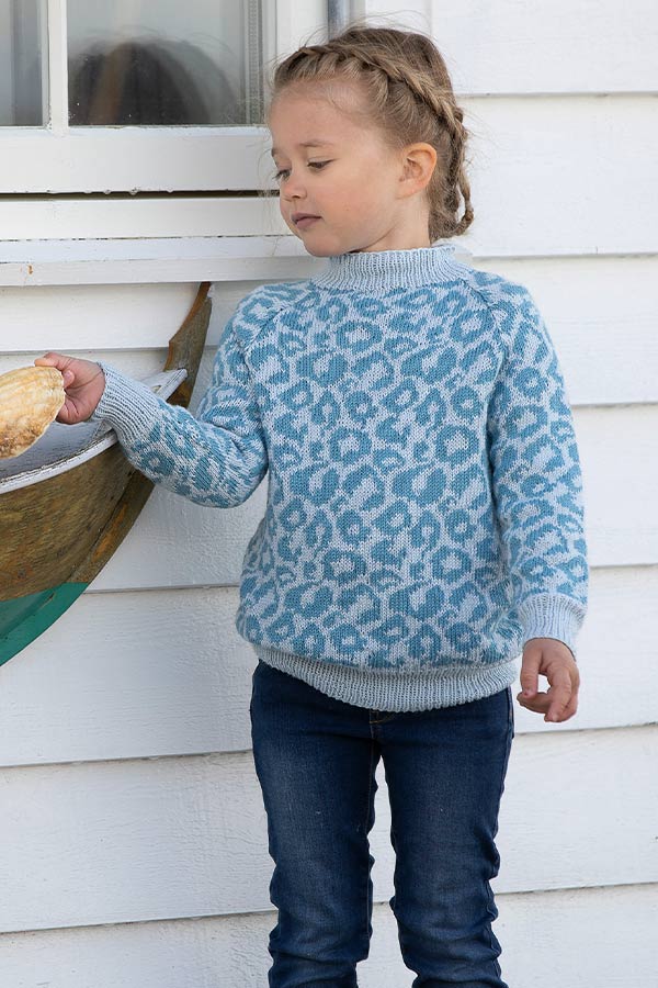 1918-9 Leopard genser blå