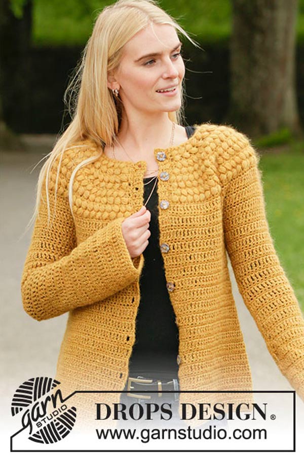 207-20 Autumn Gold heklet jakke