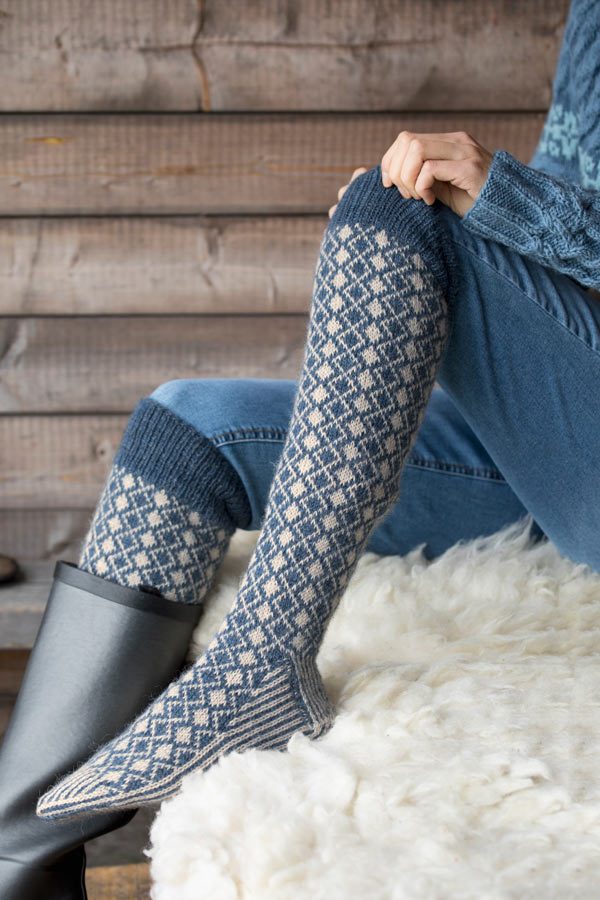 368-16 Blåvier knestrømper