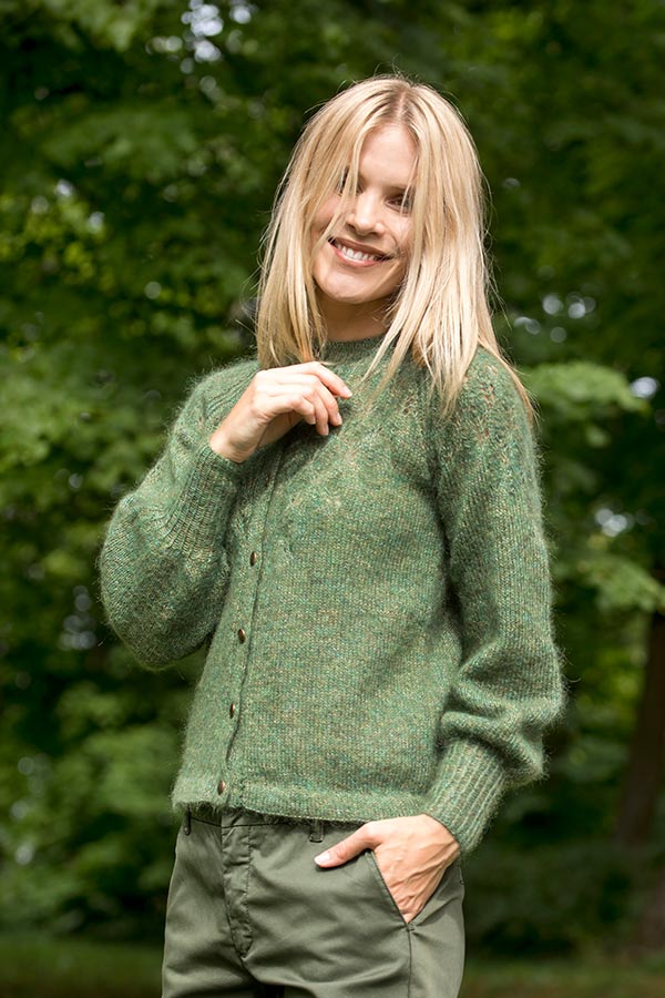 416-19 Creme jakke grønn