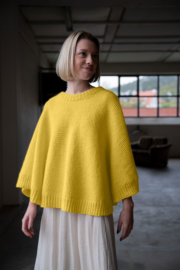 443-19c Florence poncho og halstube gul