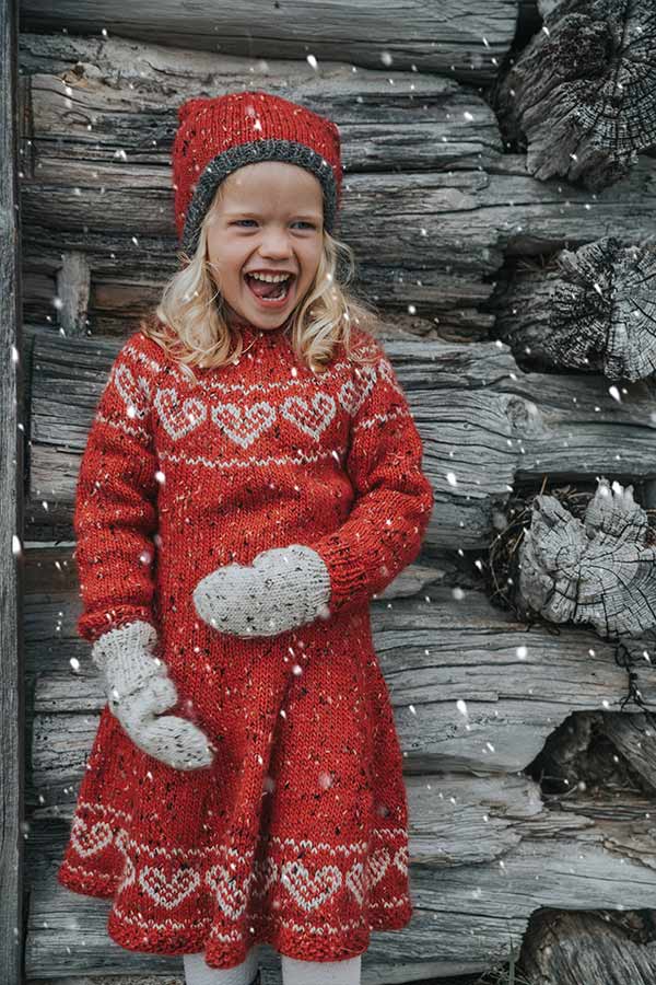 73-24 Snurrekjole med hjerter barn rød