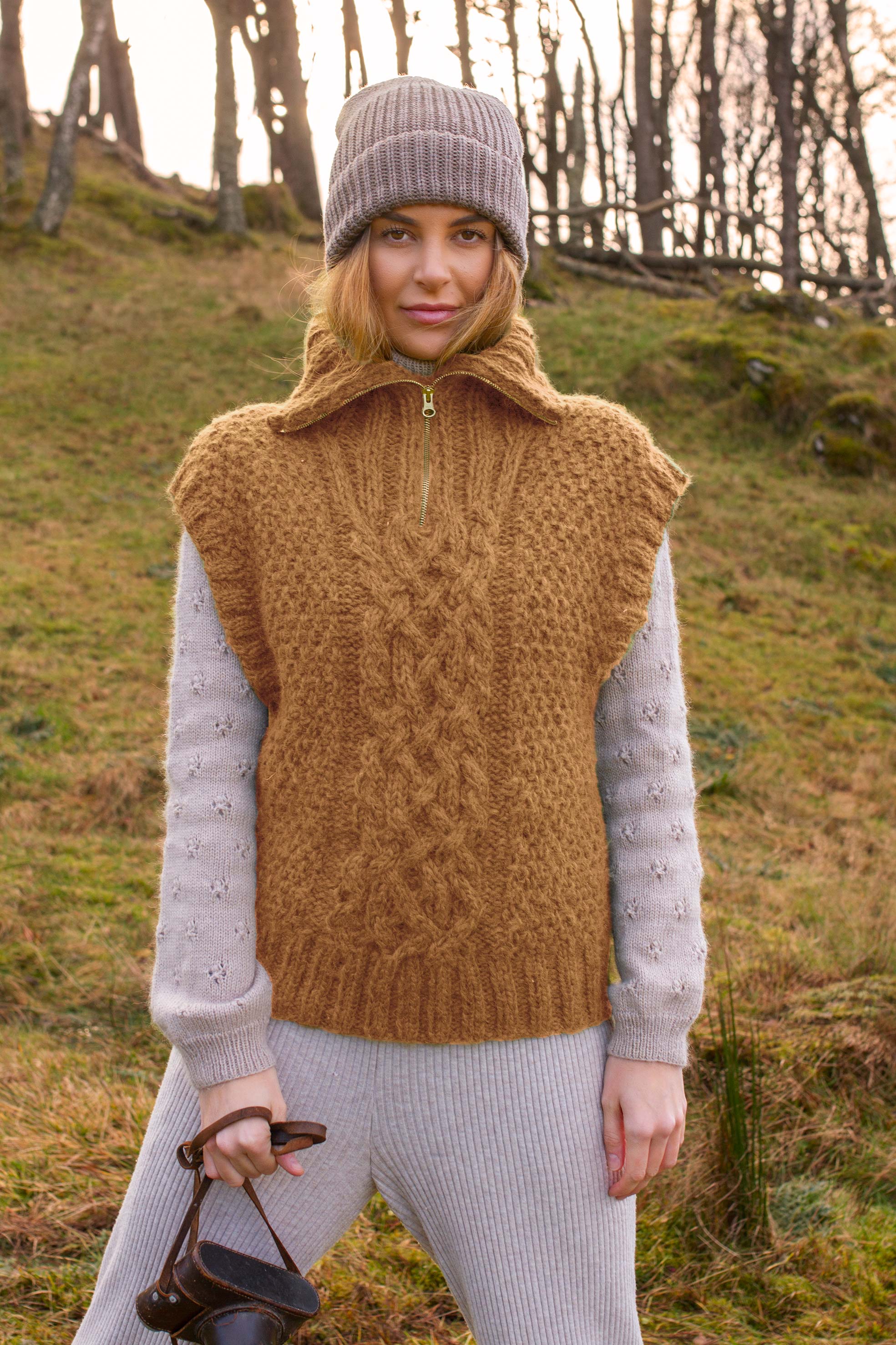 ØYA zip vest varm beige