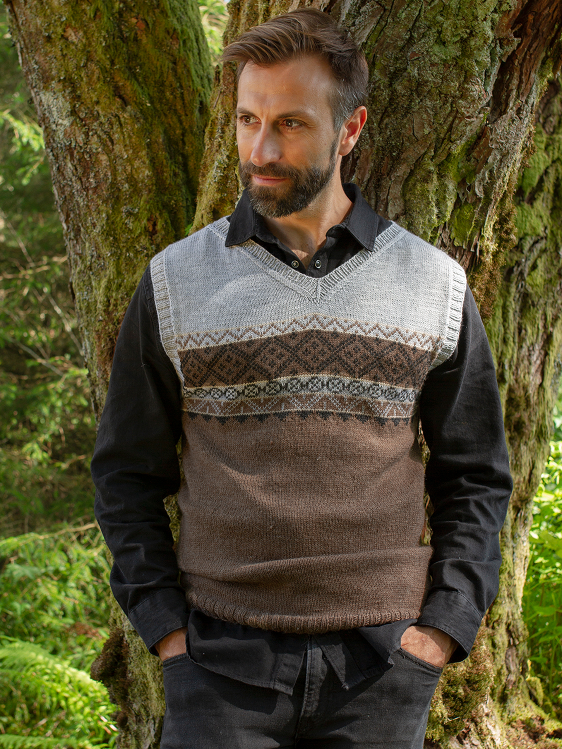 BIRK vest brunmelert