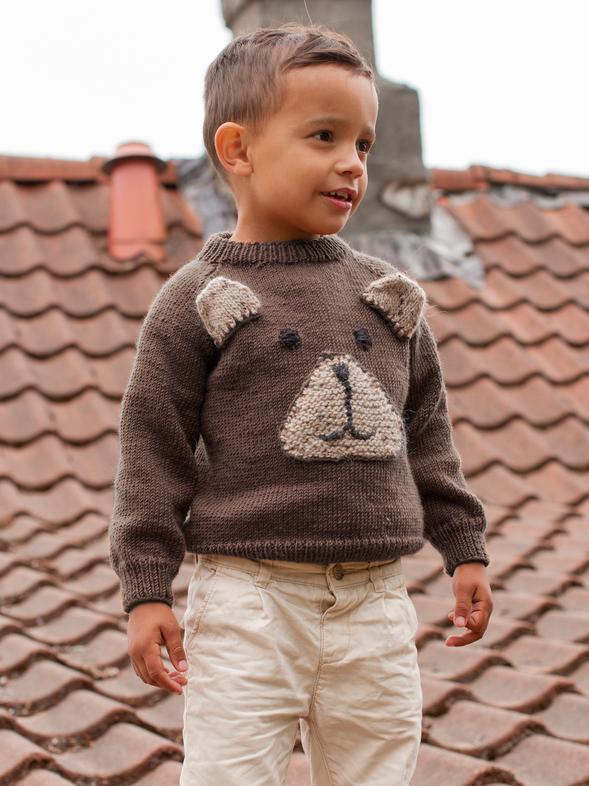 BJØRNAR genser brunmelert