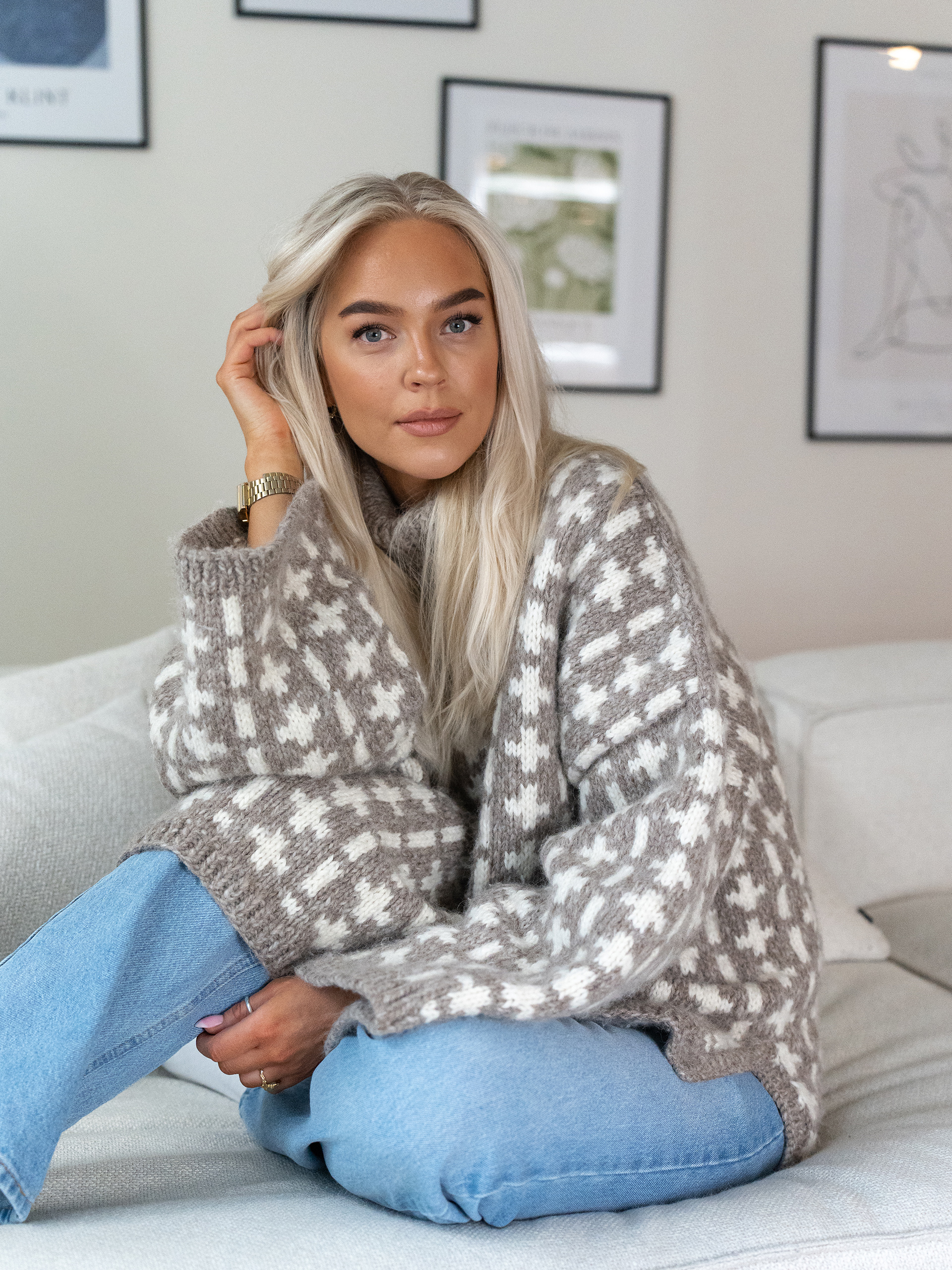 BONDI sweater beige/hvit