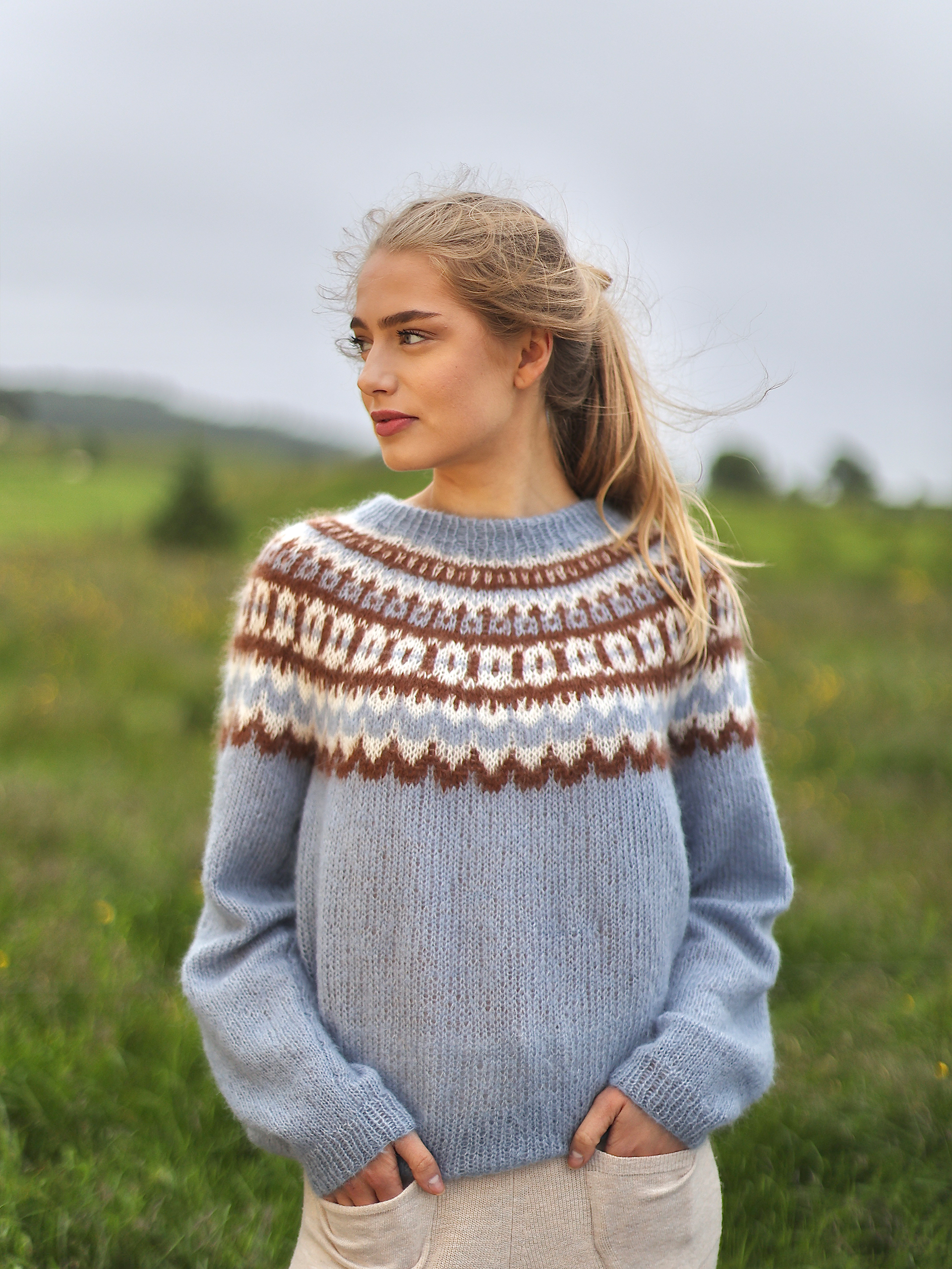 BREE genser tåkeblå 