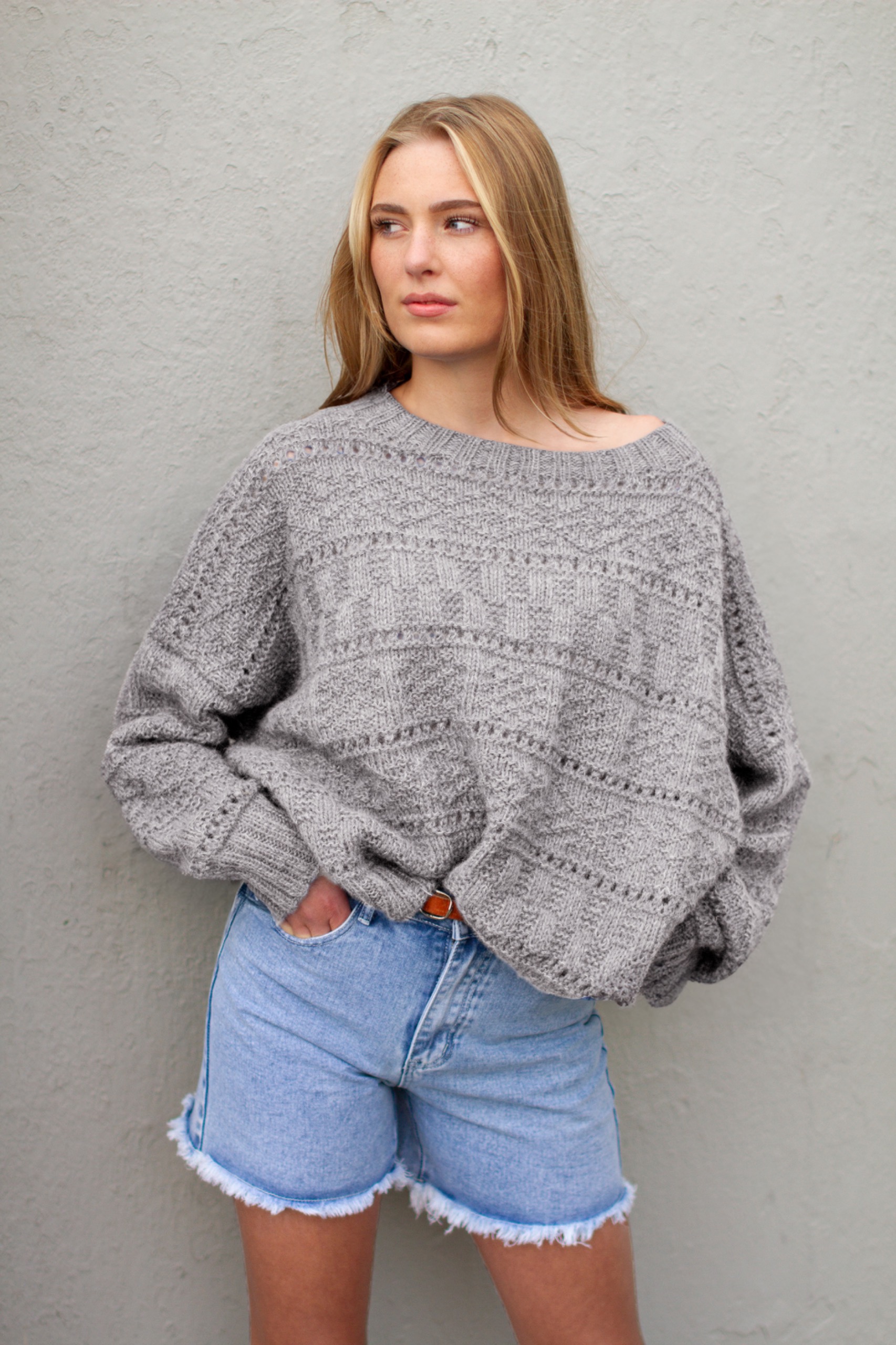 BROOKE genser lys gråmelert