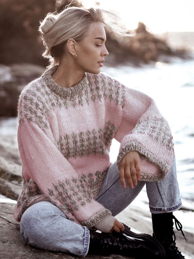 CHARLIE SAGA genser pudderrosa/beige