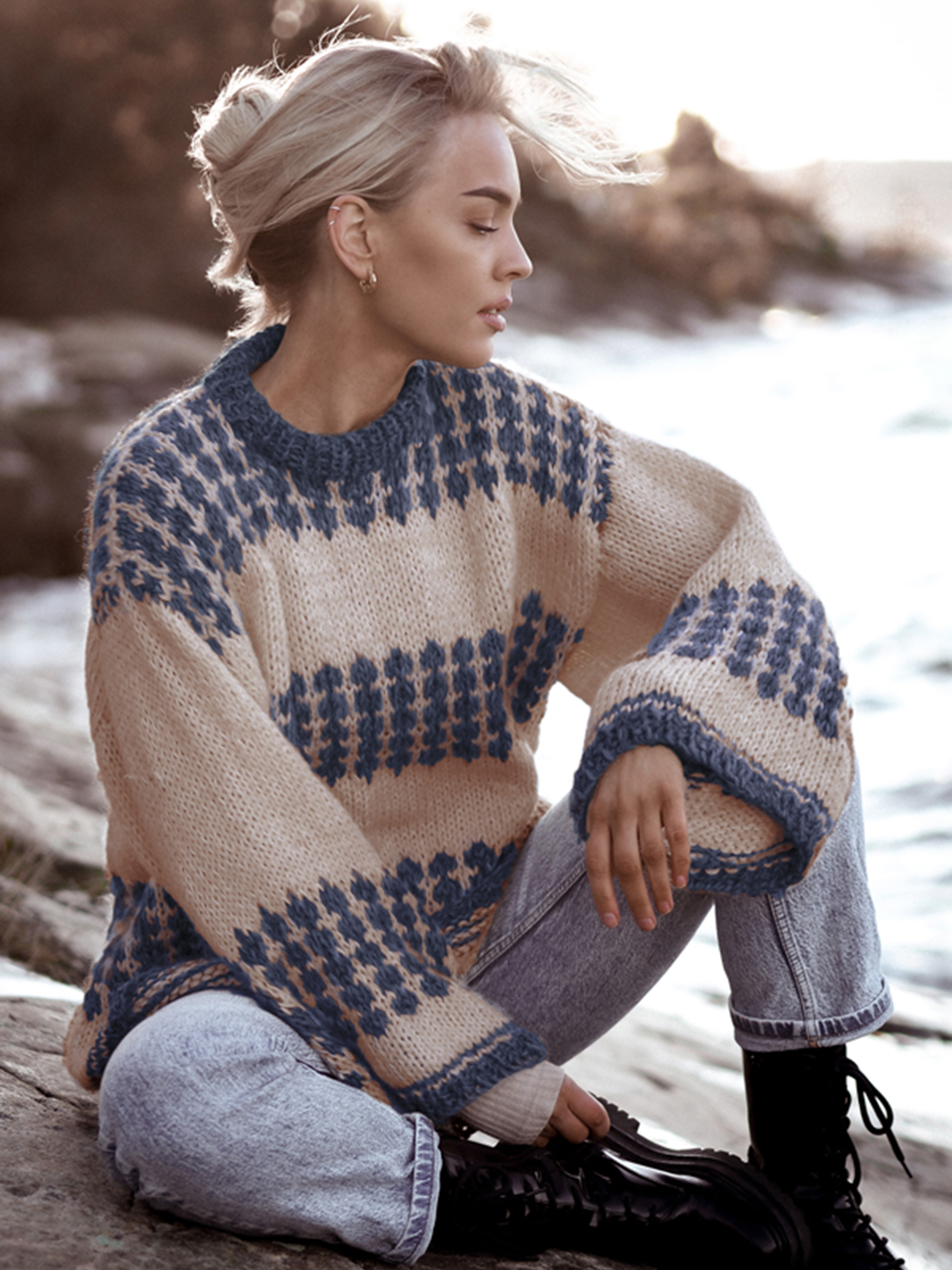 CHARLIE SAGA genser beige/denim