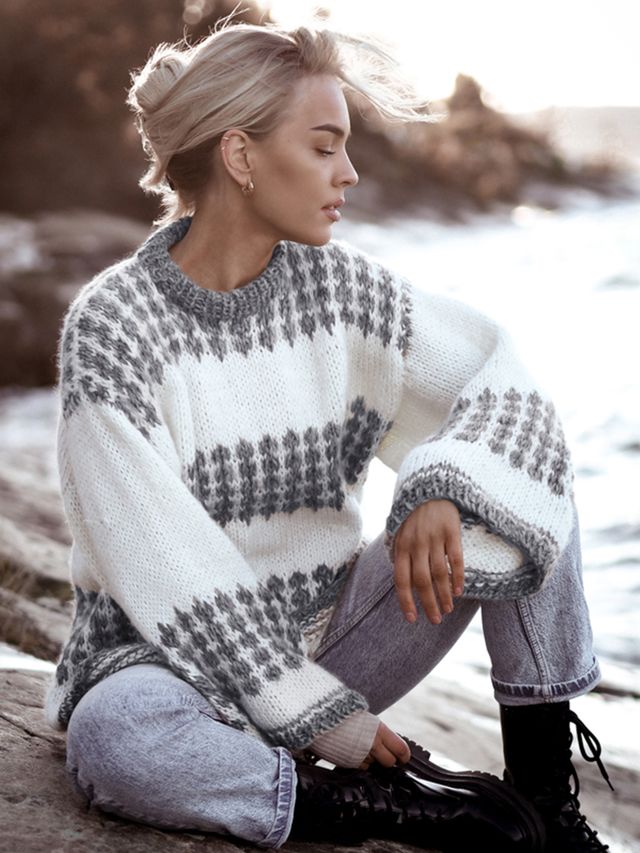 CHARLIE SAGA genser natur/grå