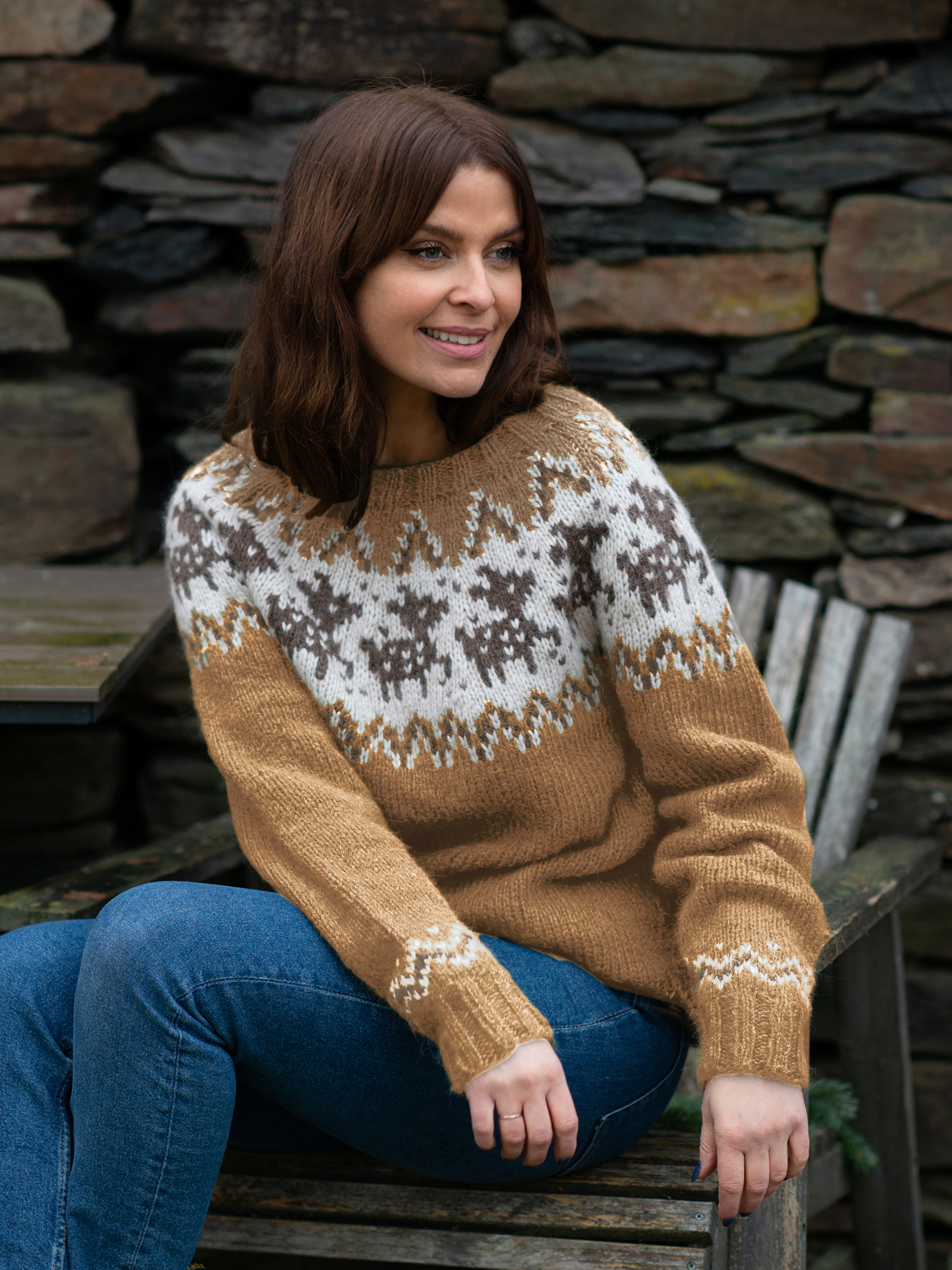 DEER genser dame camel