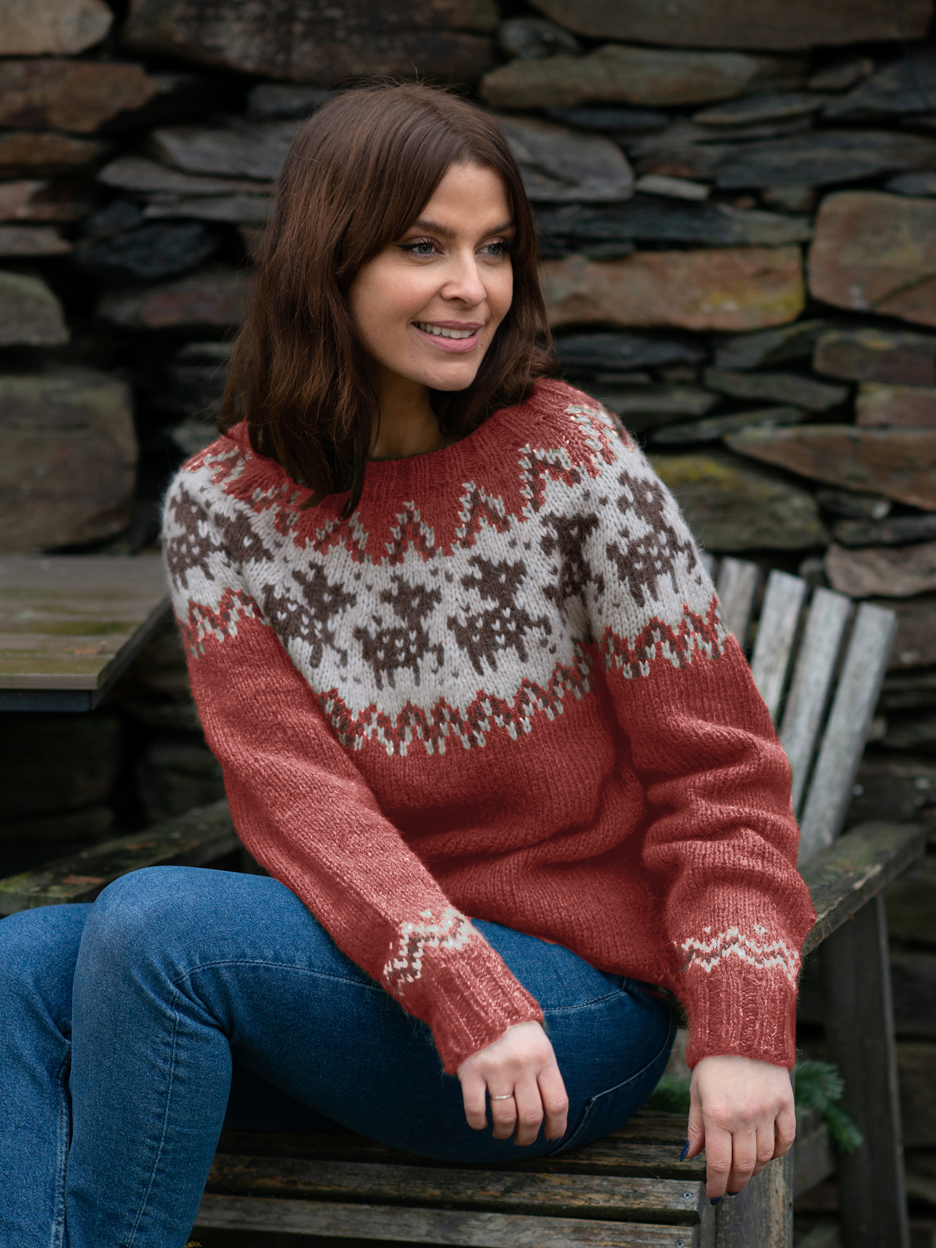 DEER genser dame lys burgunder