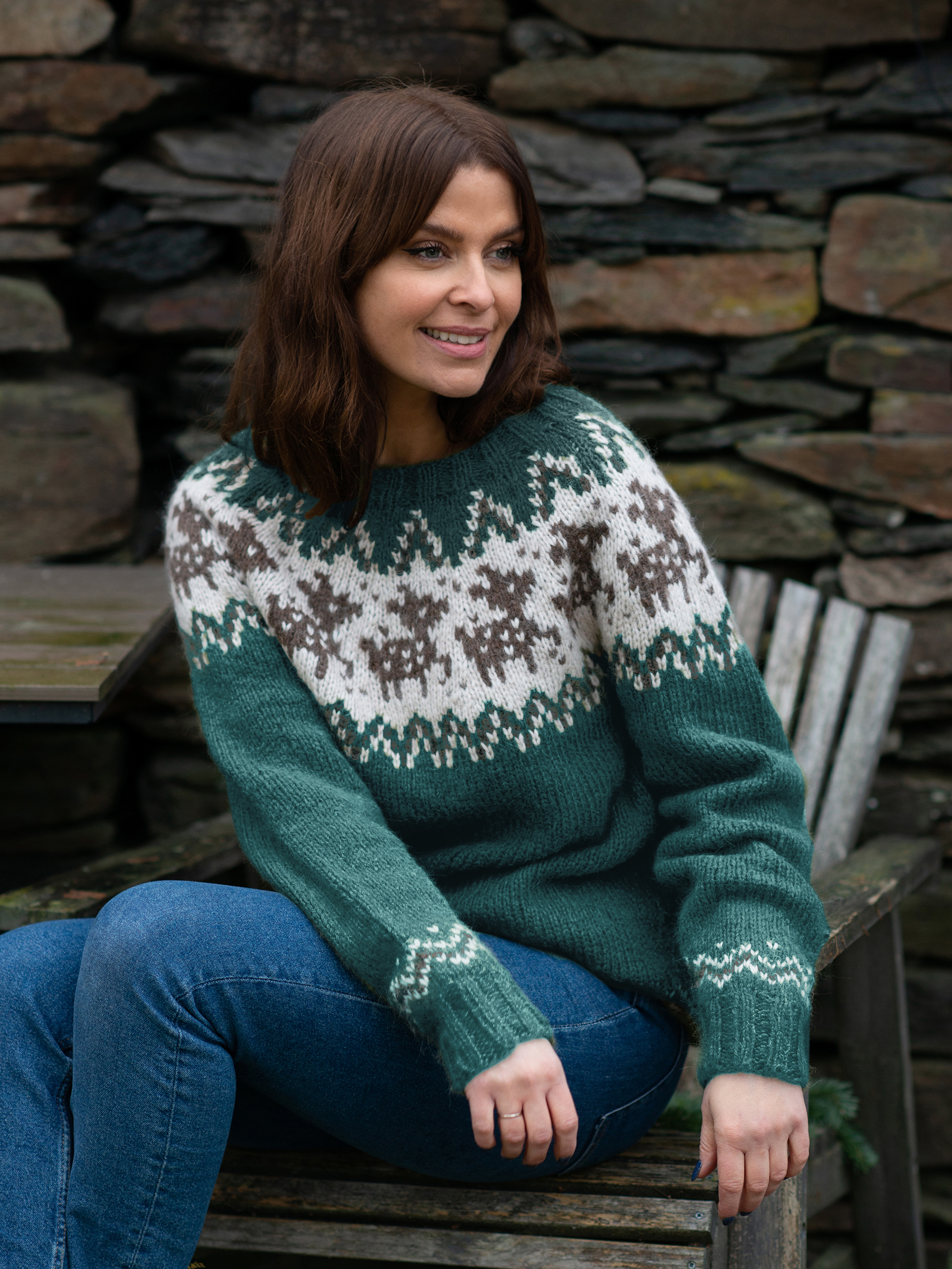 DEER genser dame petrol