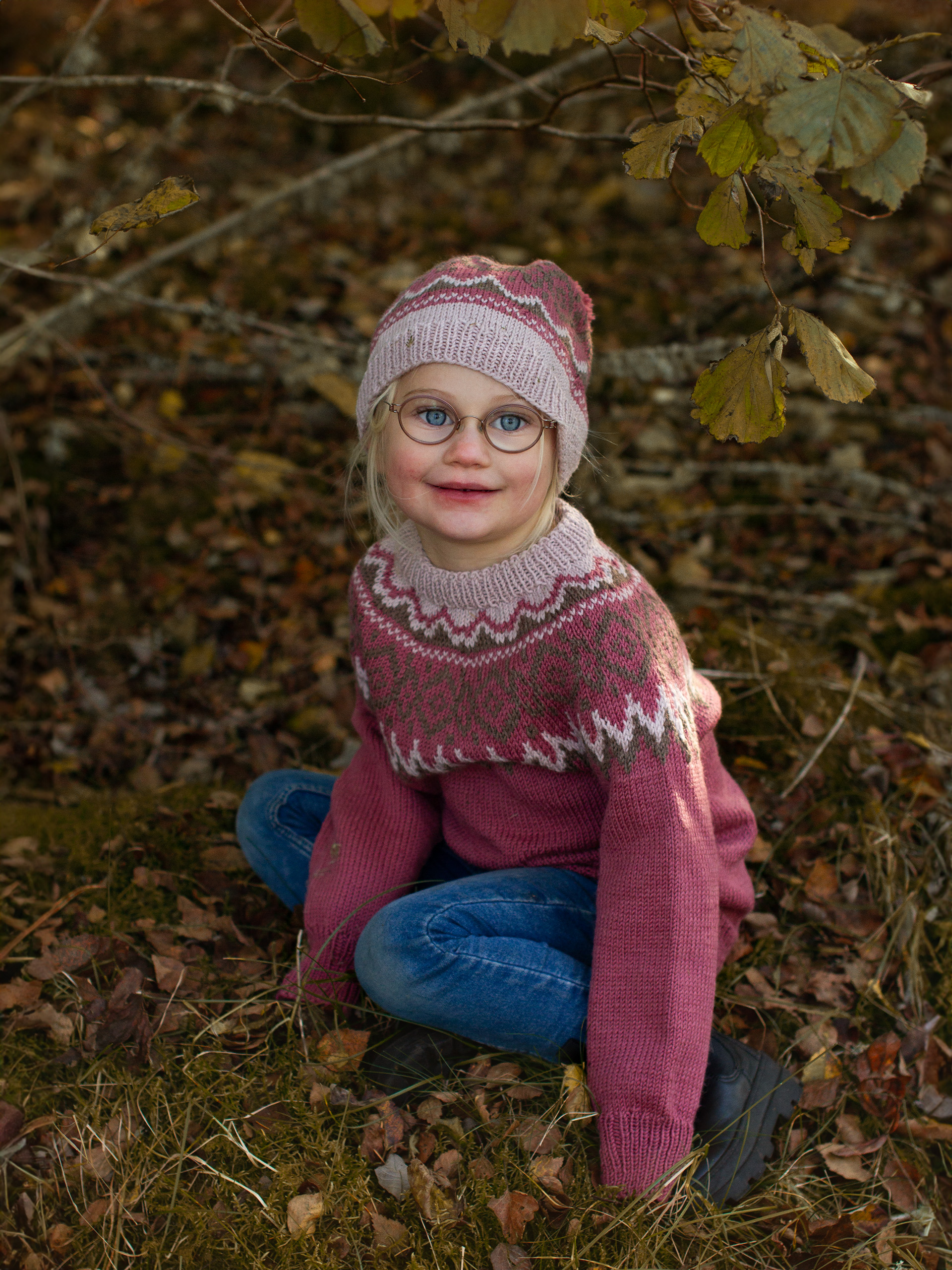 DRIV genser & lue brunrosa (Merinor)