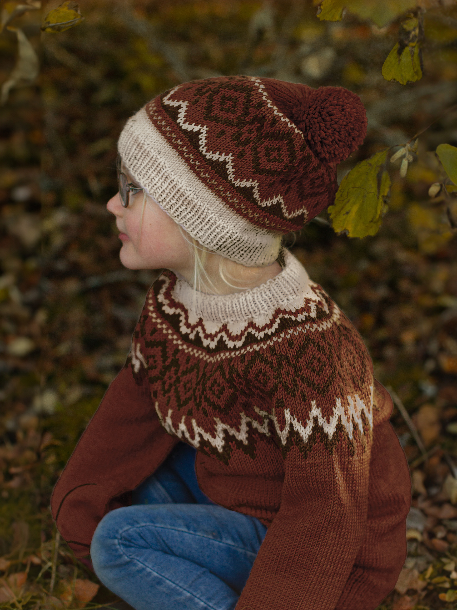 DRIV genser & lue rustbrun (Woolevo)