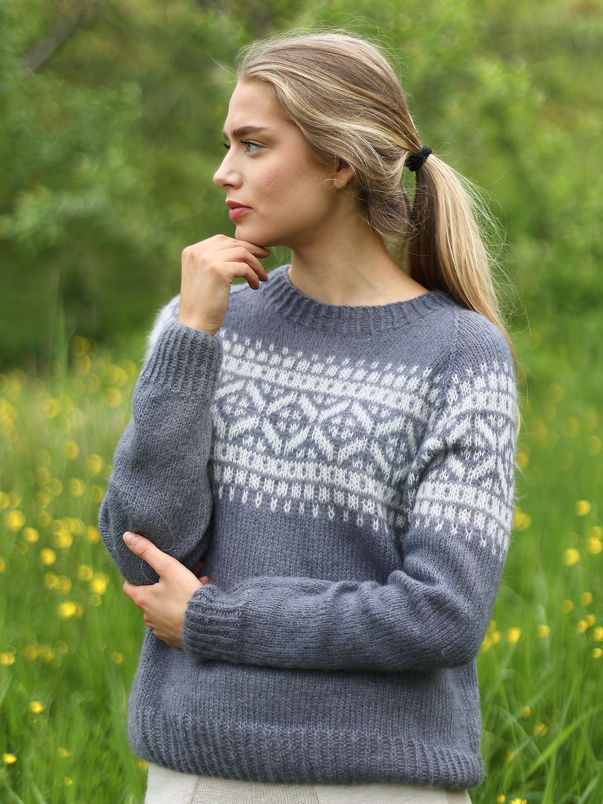 DUSTY genser gråblå