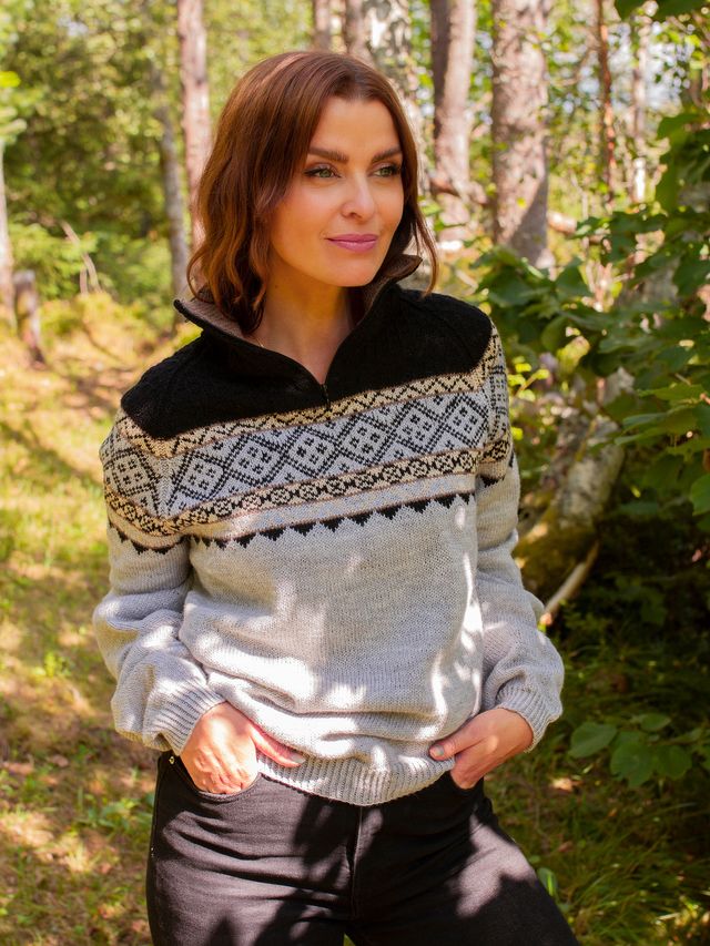 EIN zip-genser lys gråmelert/sort