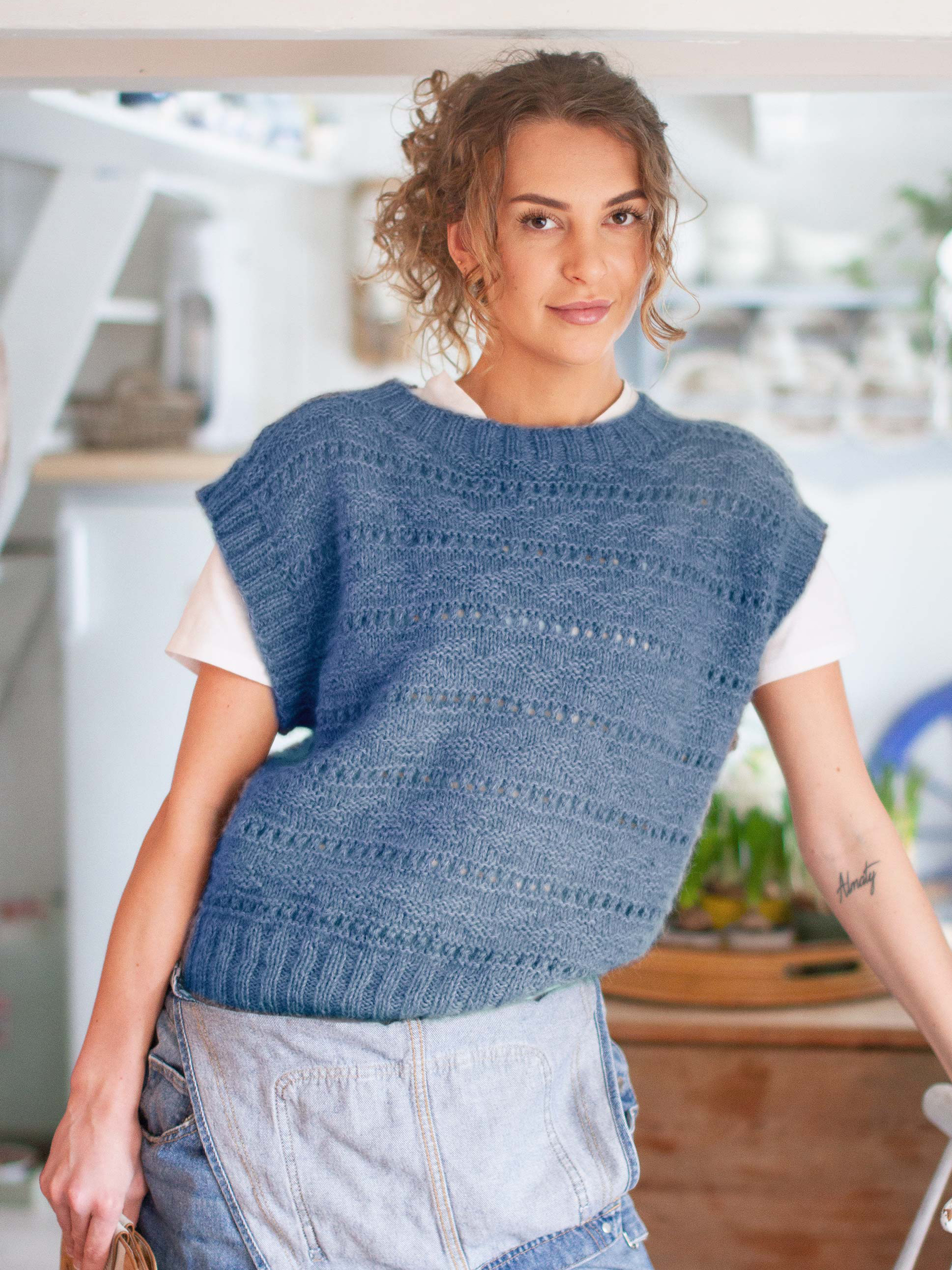 Englamark vest lys denim melert