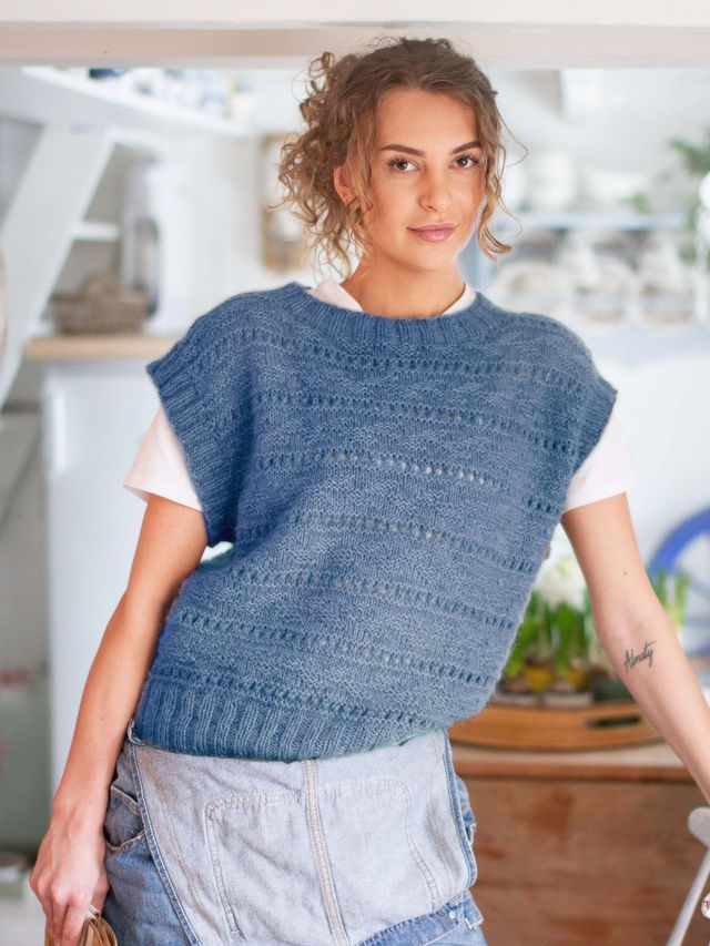 Englamark vest lys denim melert