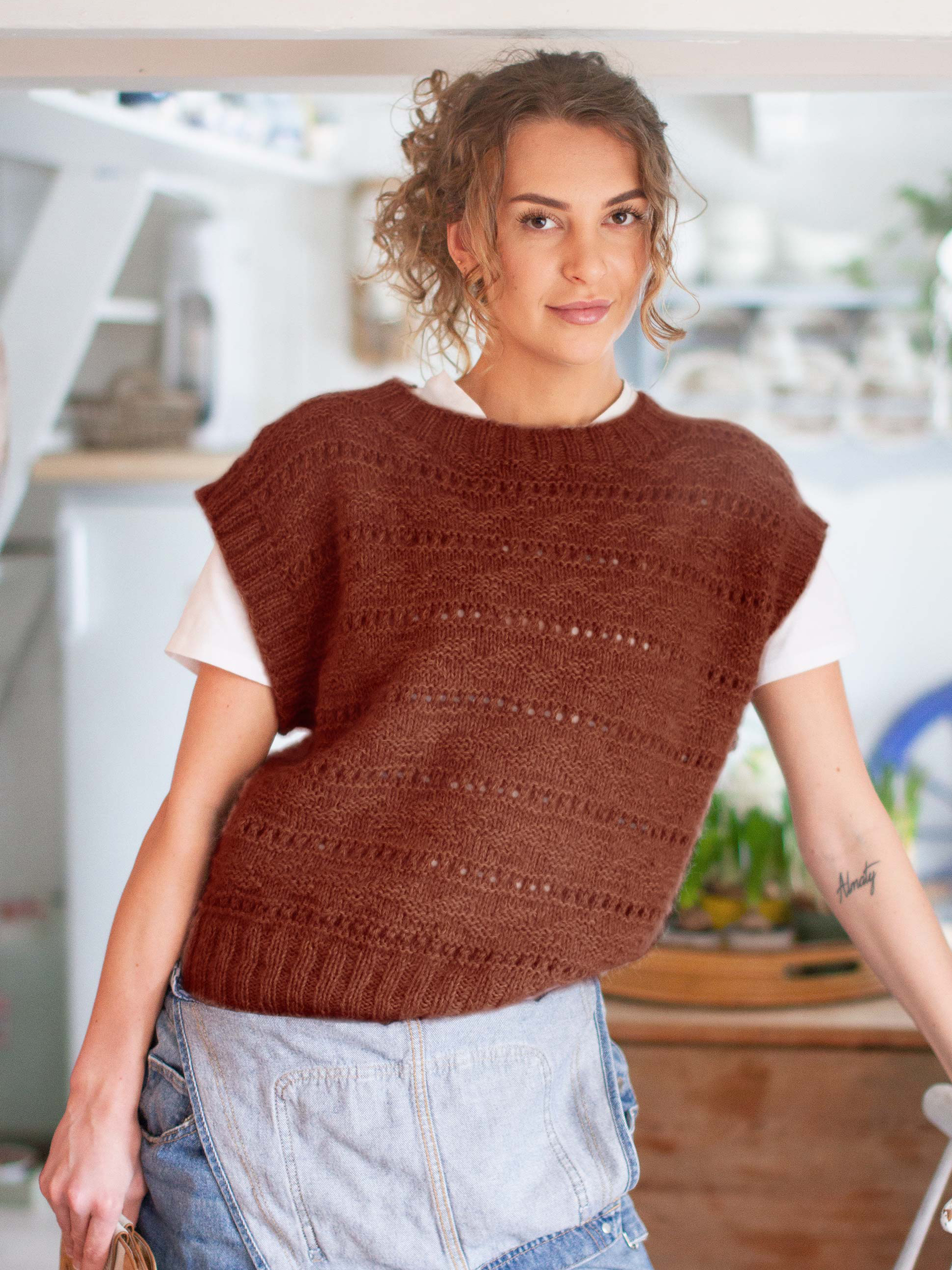 Englamark vest rustbrun melert