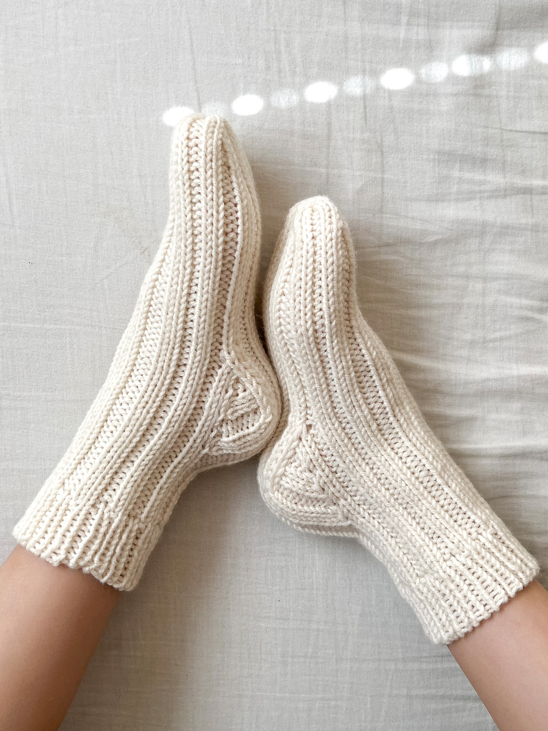 Enkle Ribbsokker natural white