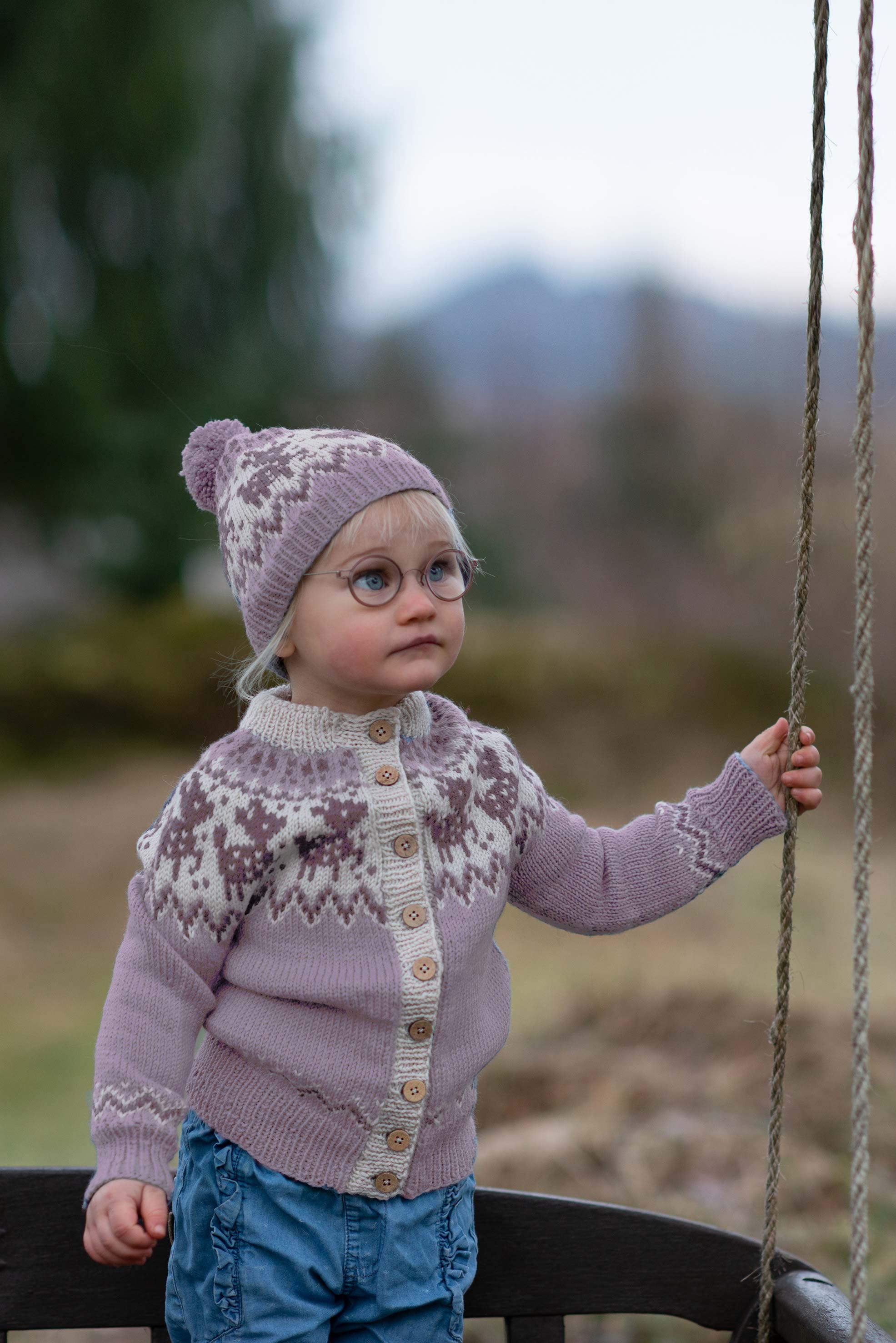 FAUNA jakke og lue støvet lilla