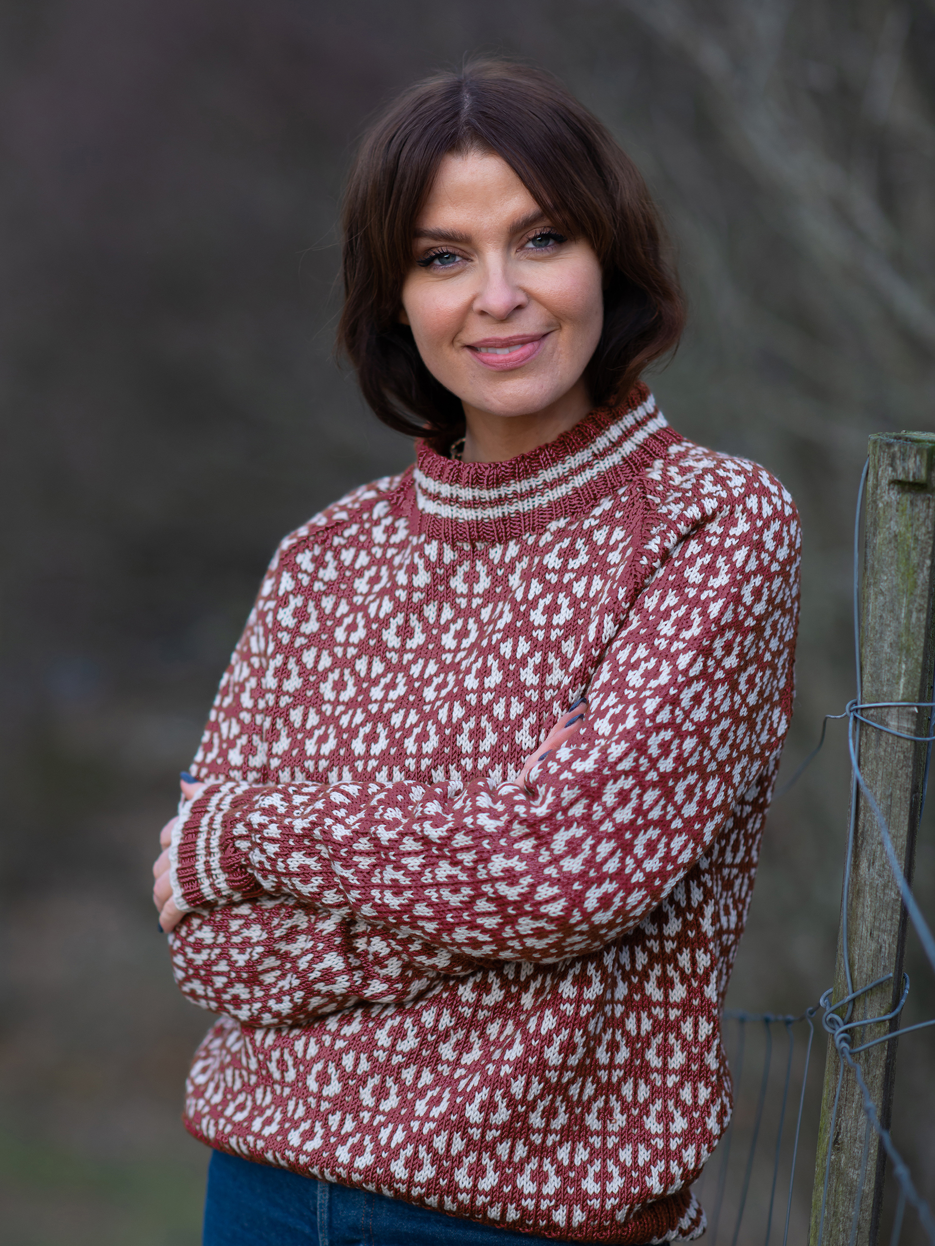 FLOKK genser dame brunrosa kitt