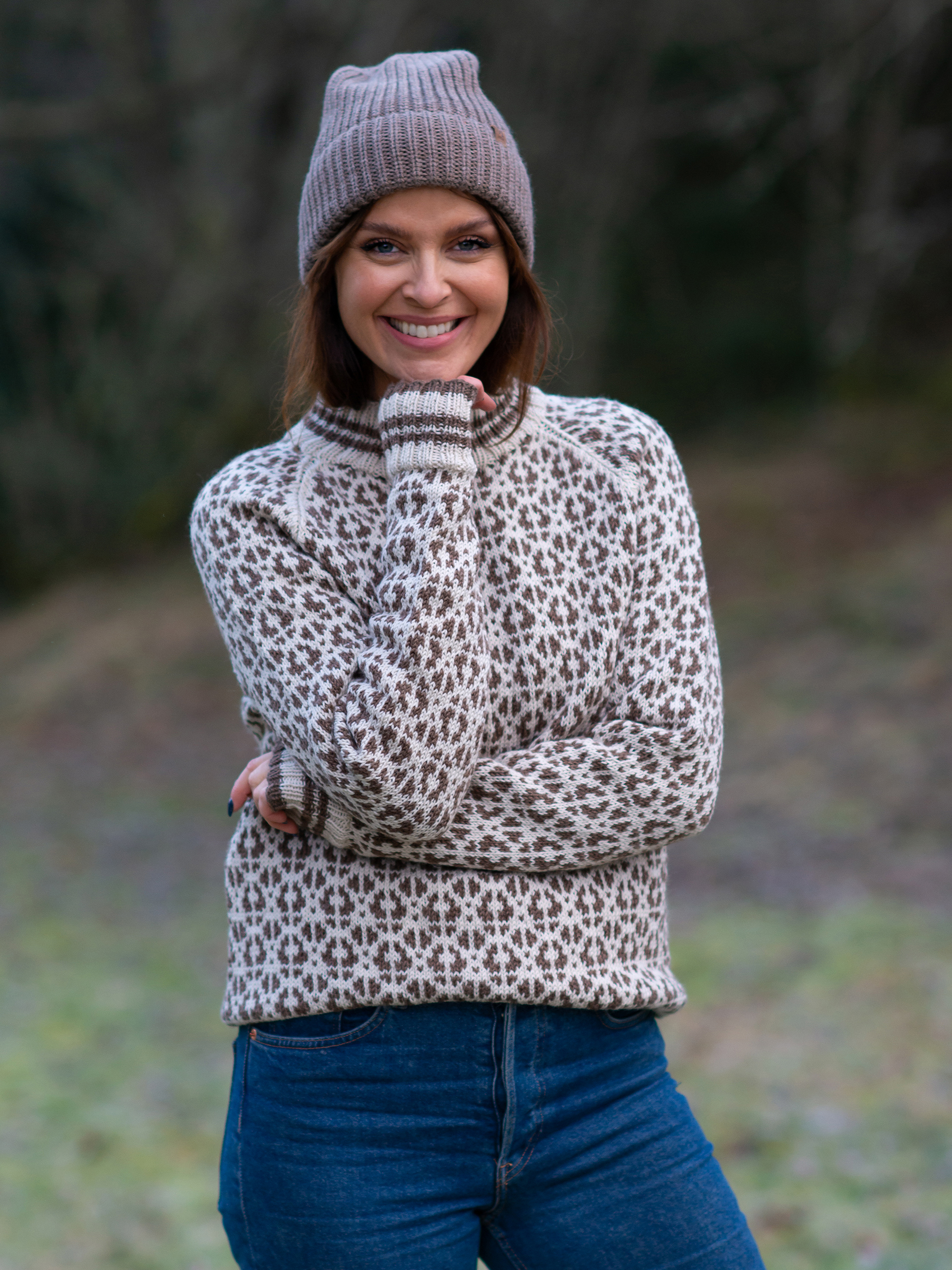 FLOKK genser dame kitt brunmelert