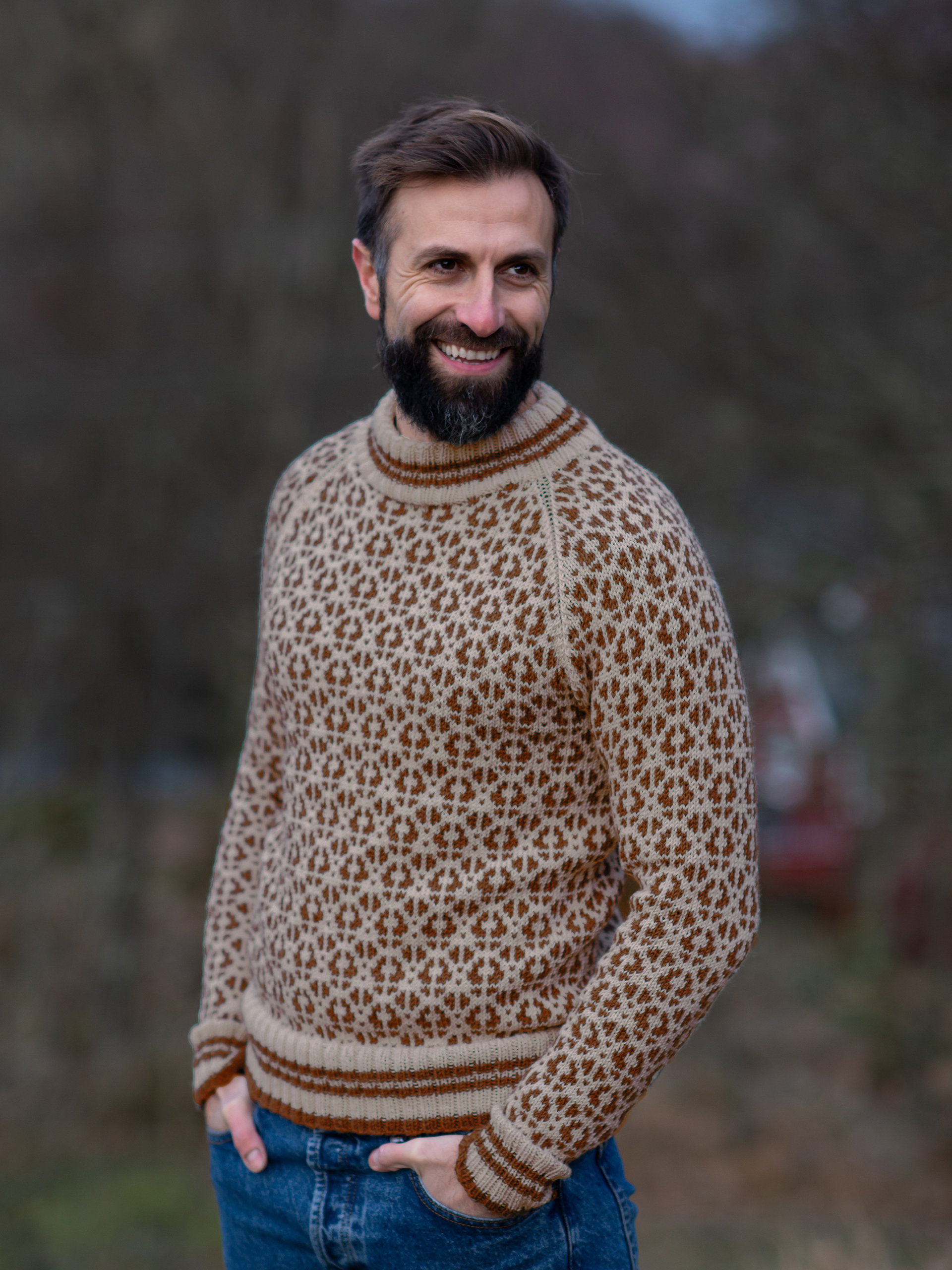 FLOKK genser herre beige rustbrun