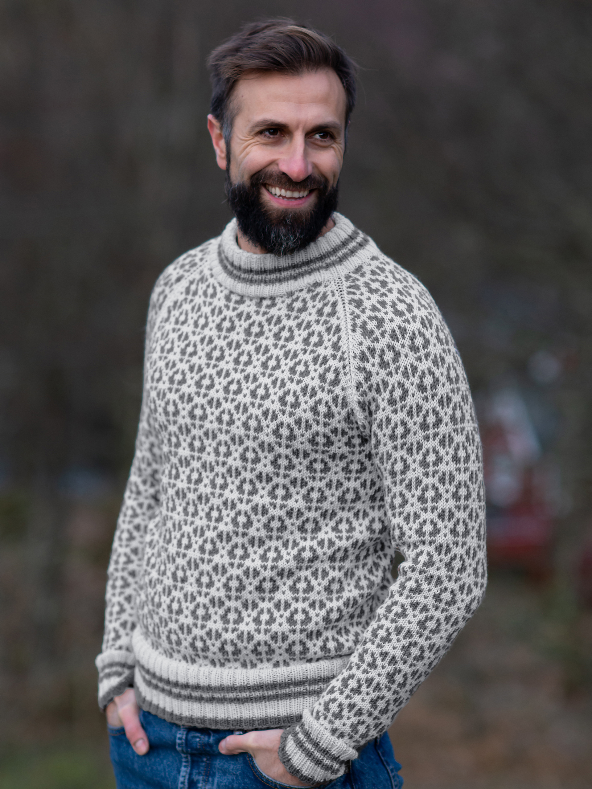 FLOKK genser herre kitt gråmelert