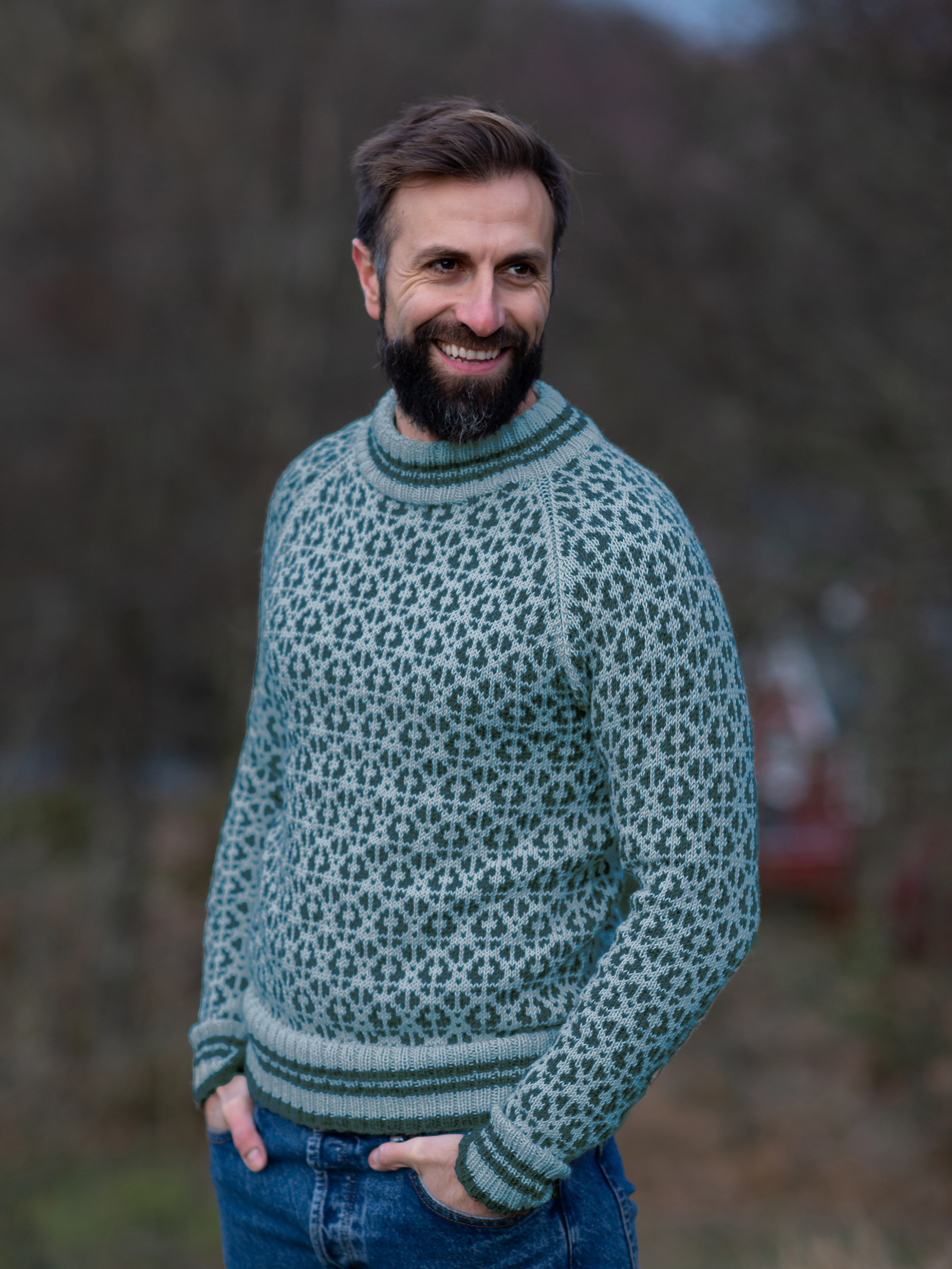 FLOKK genser herre petrol