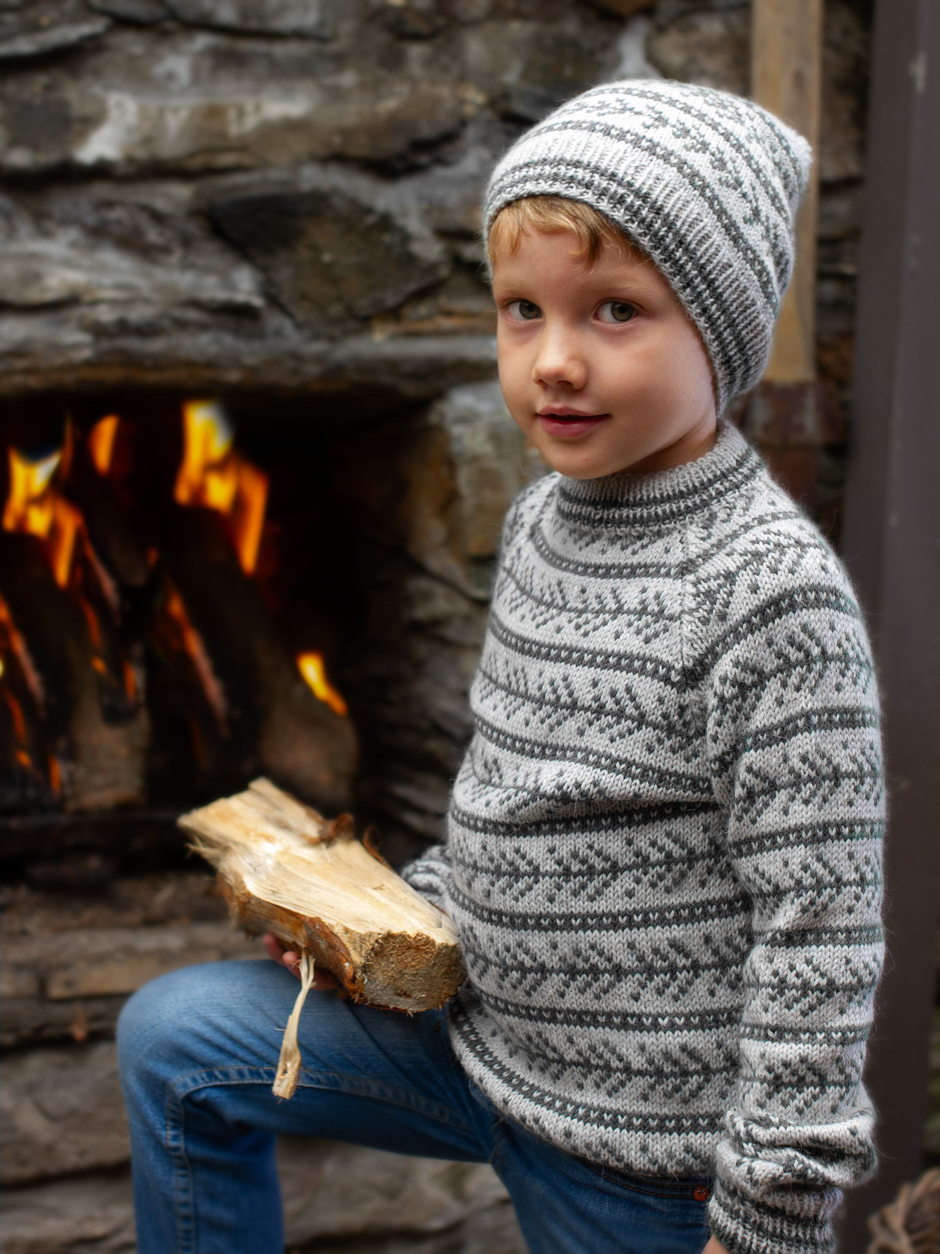 GRANSKUDD genser & lue mini grå