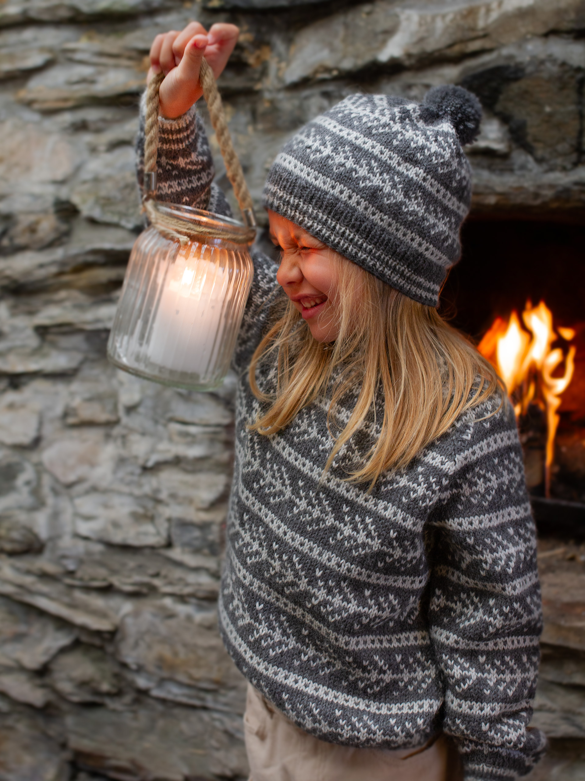 GRANSKUDD genser & lue mini mørk gråmelert