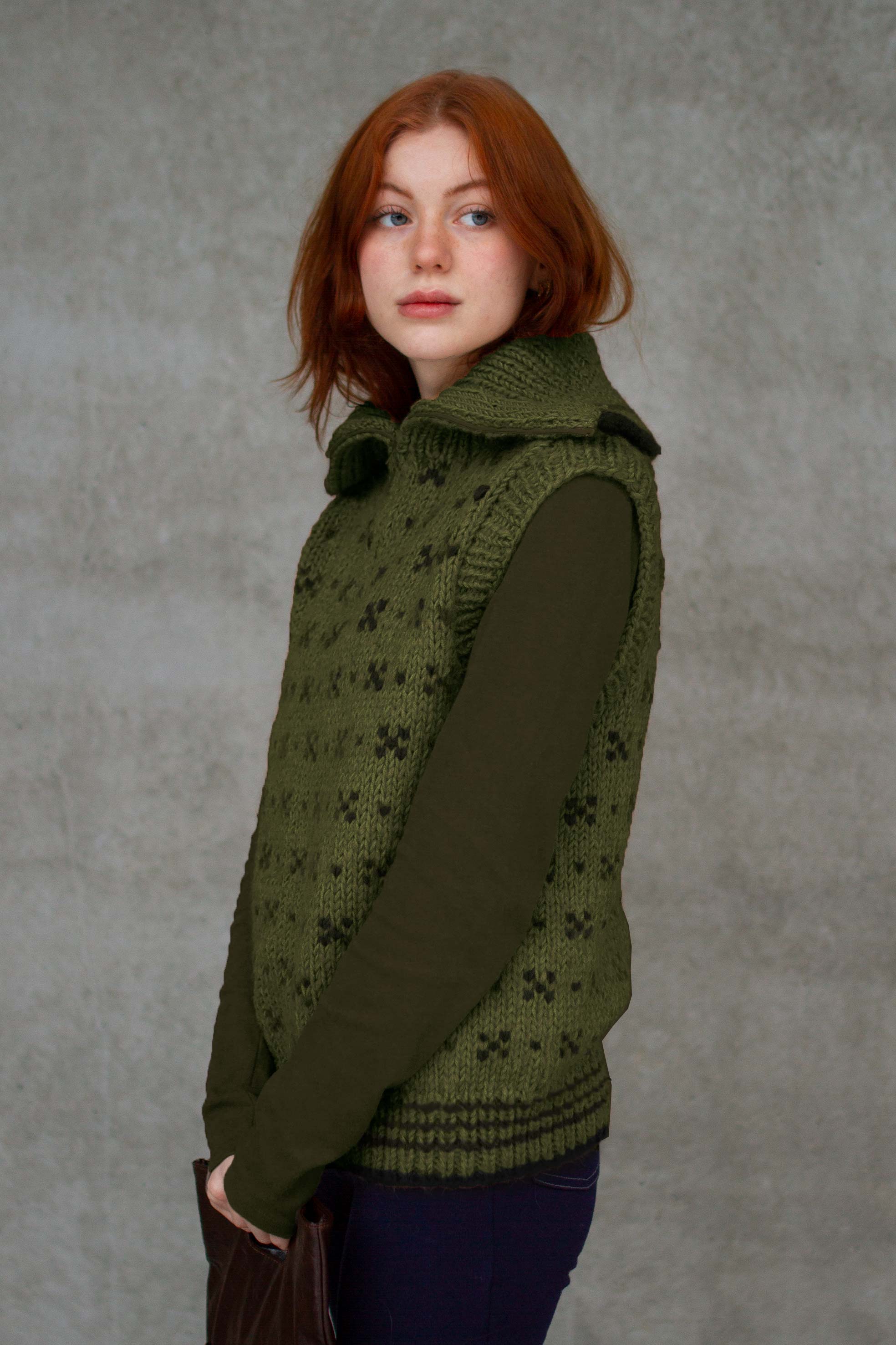 HUSAVIK zip vest grønn