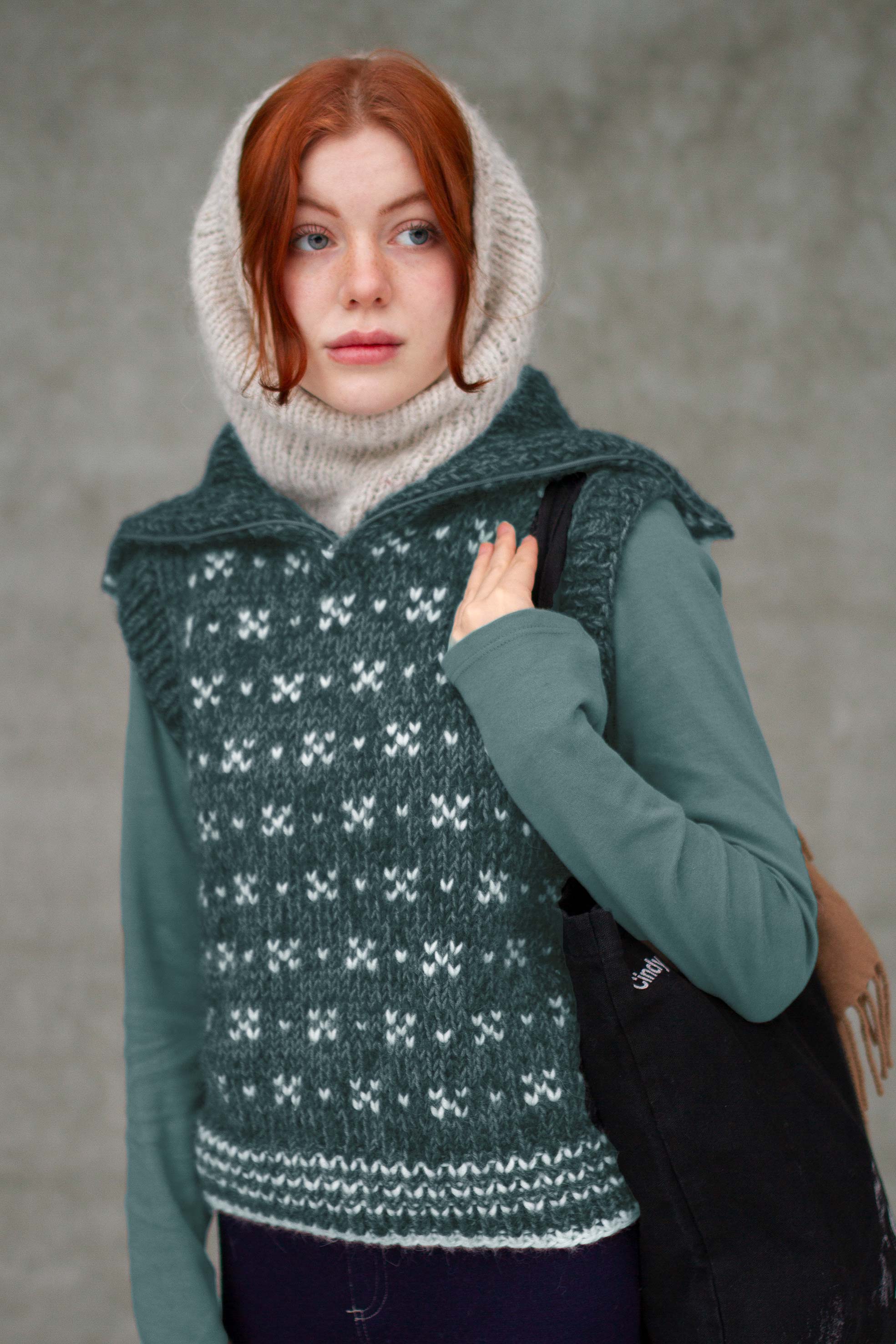 HUSAVIK zip vest petrol