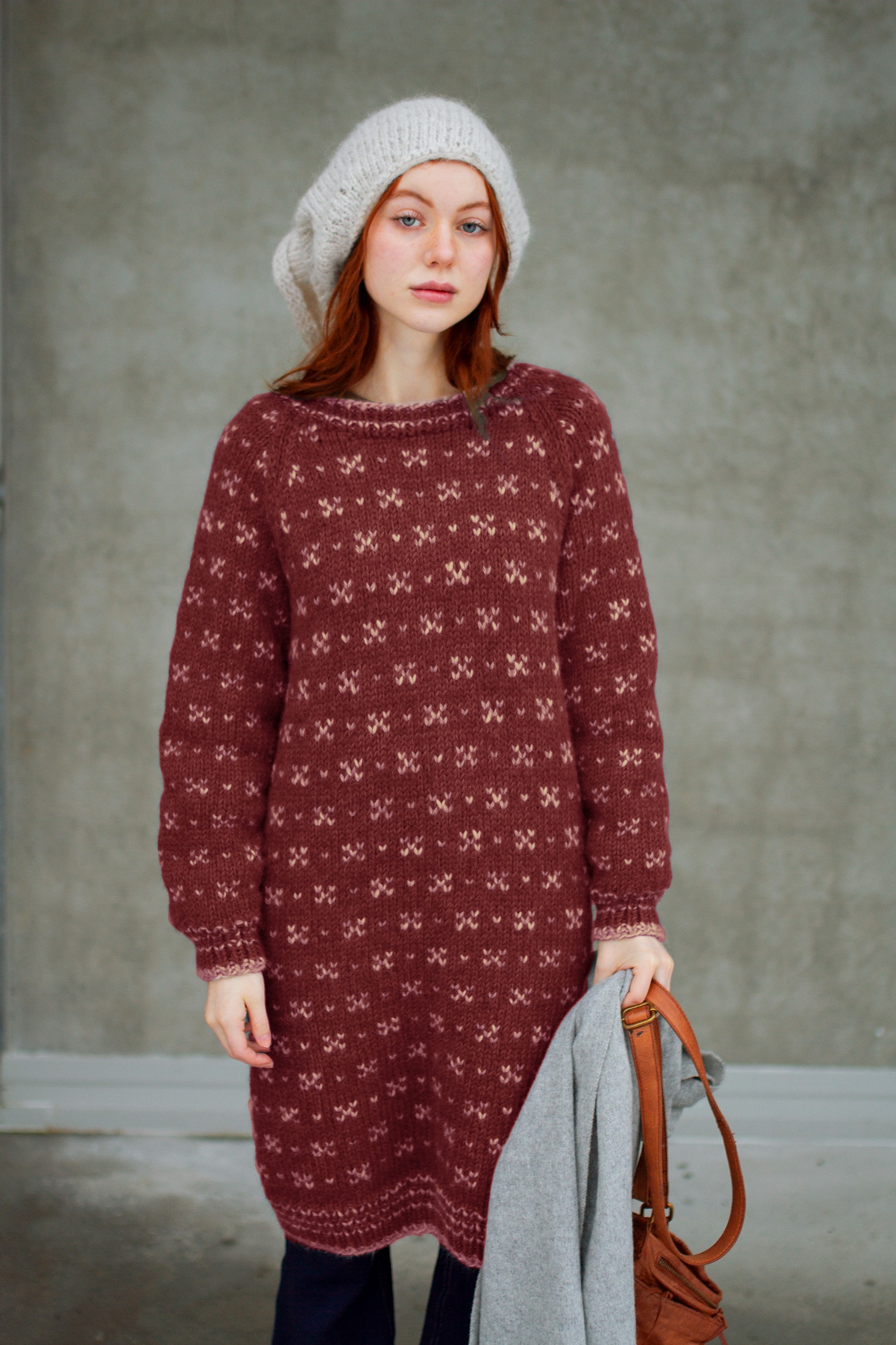 HUSAVIK kjole vinrød