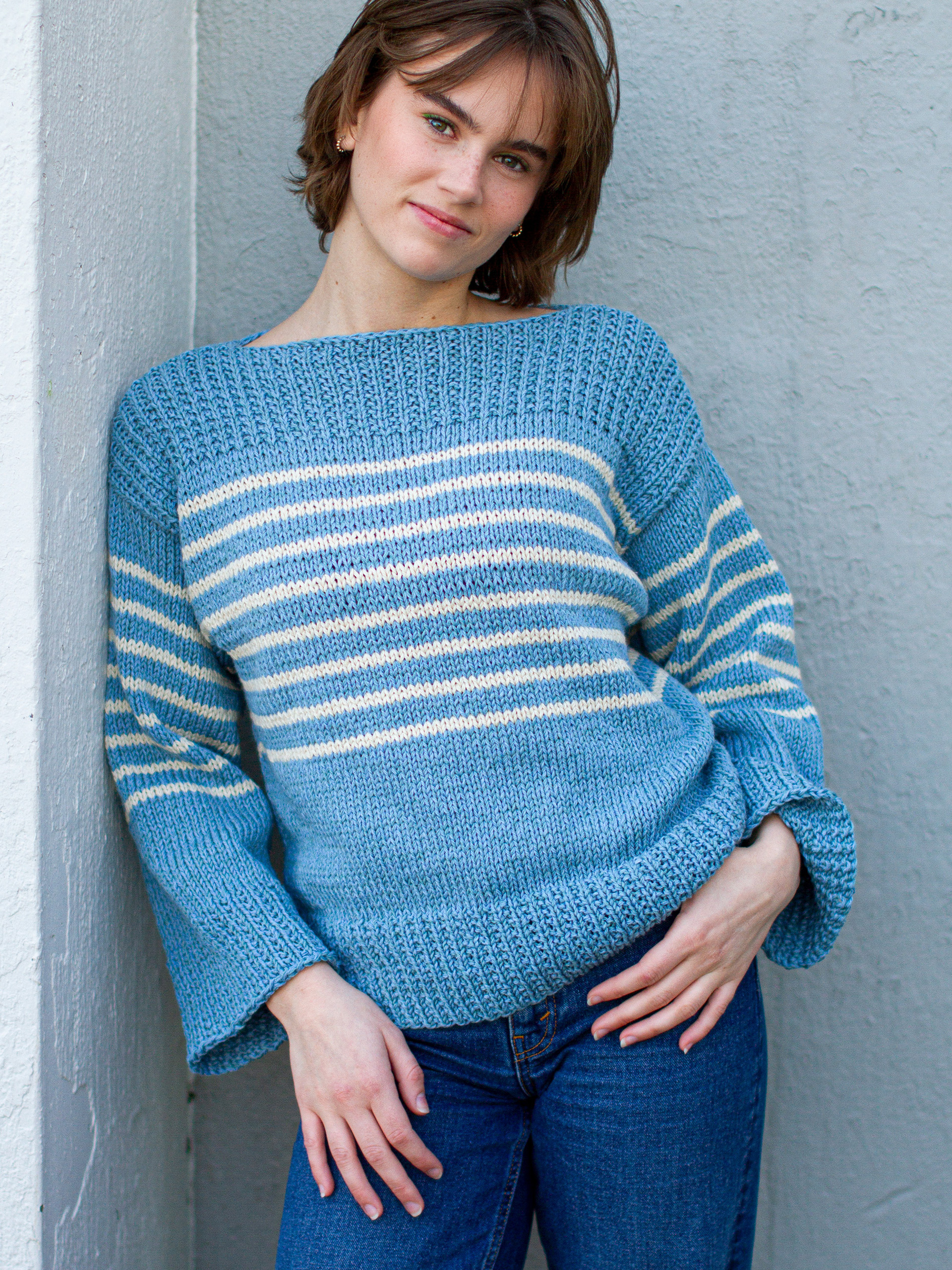 JEAN genser lys jeansblå