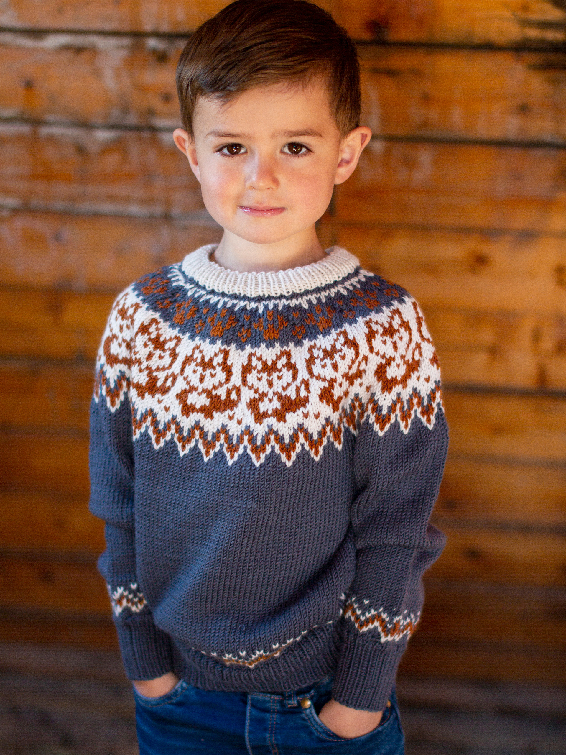 LURING genser og lue gråblå (Merinor)