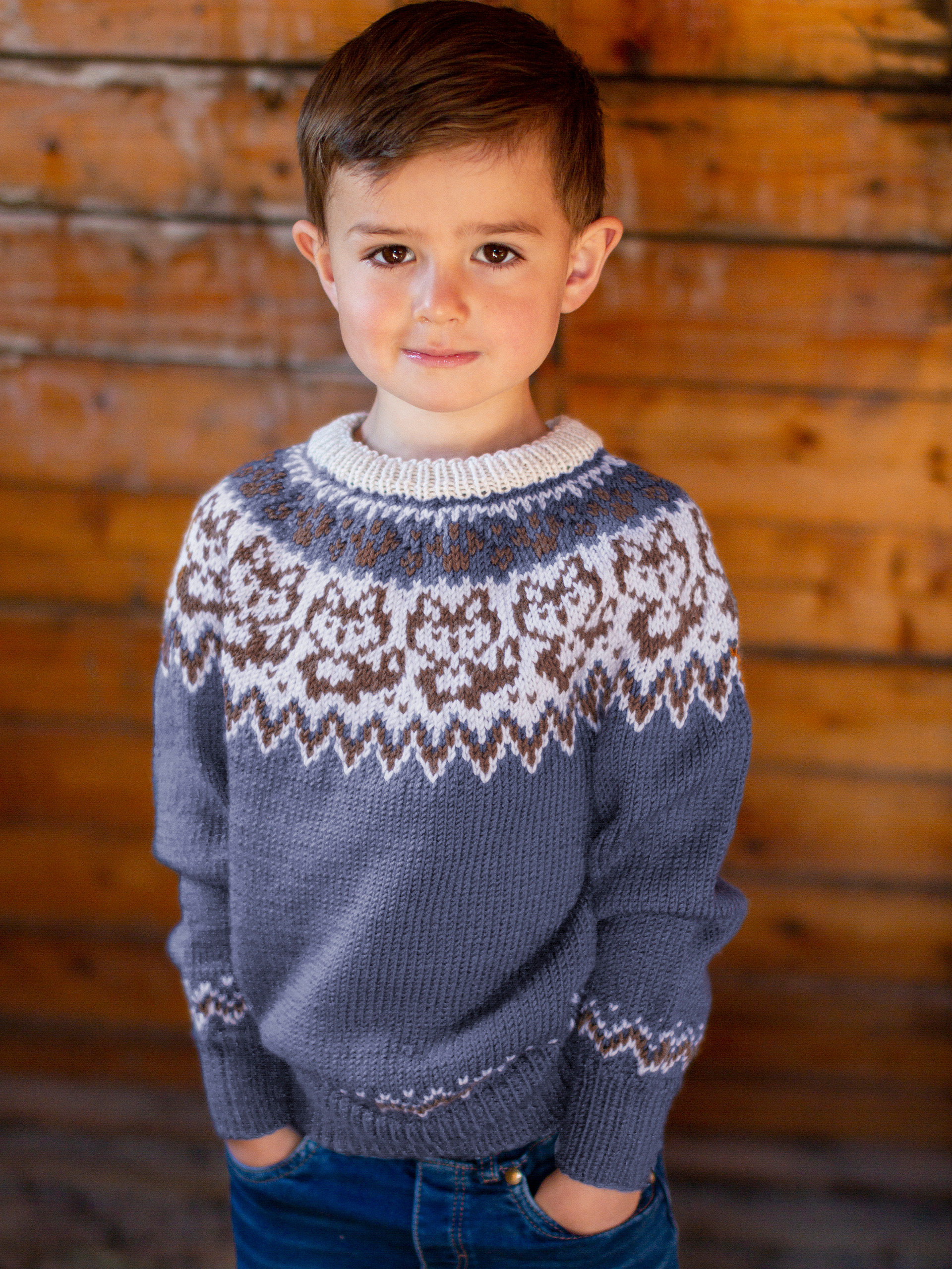 LURING genser og lue denim (Merinor)