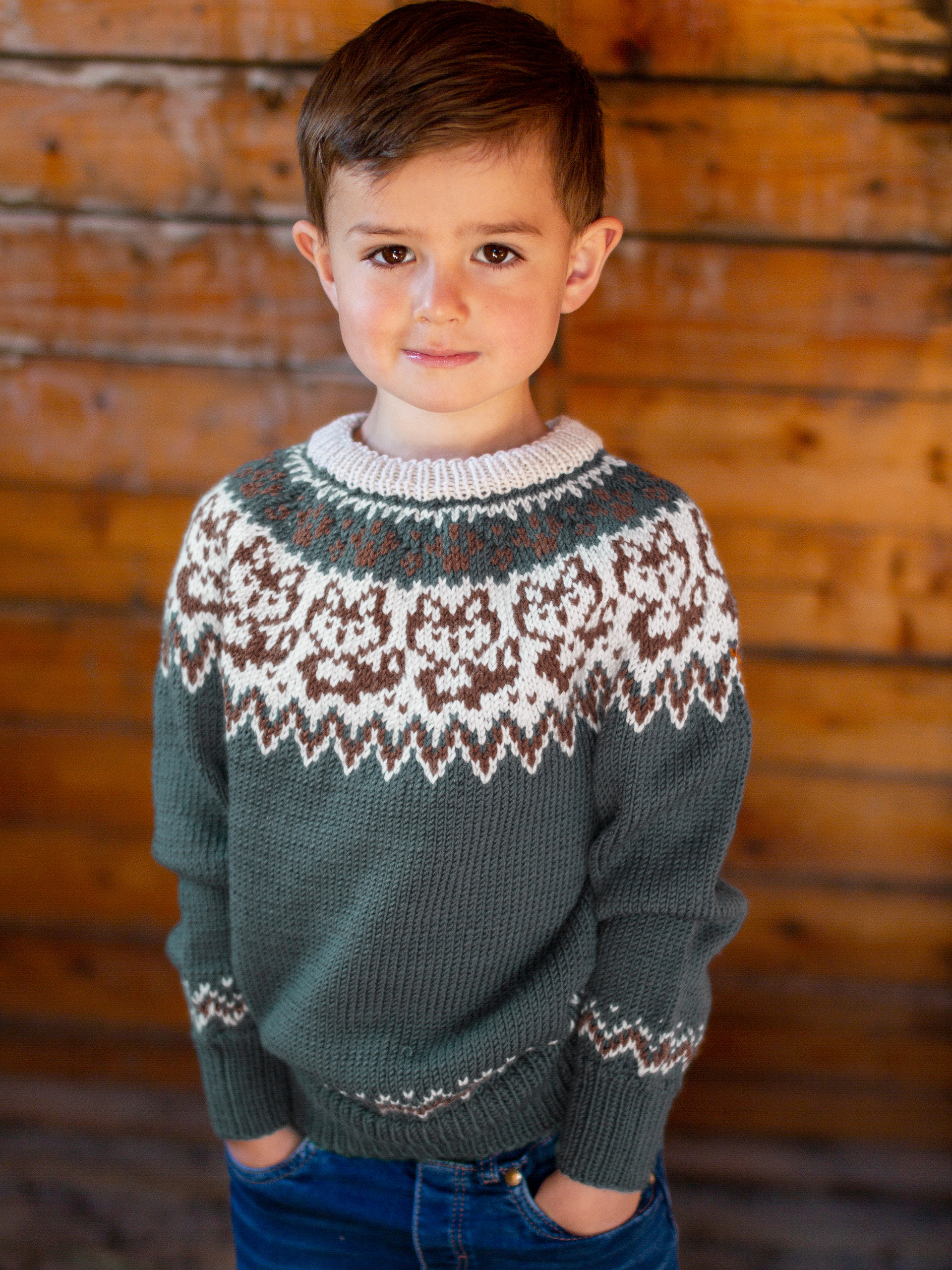 LURING genser og lue grågrønn (Merinor)