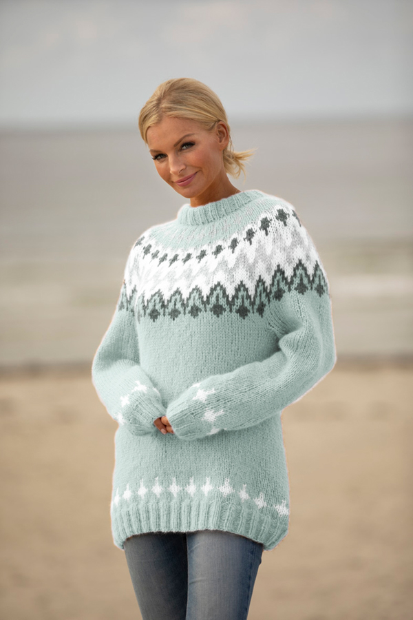 1922-4 Takk genser lys petrol 