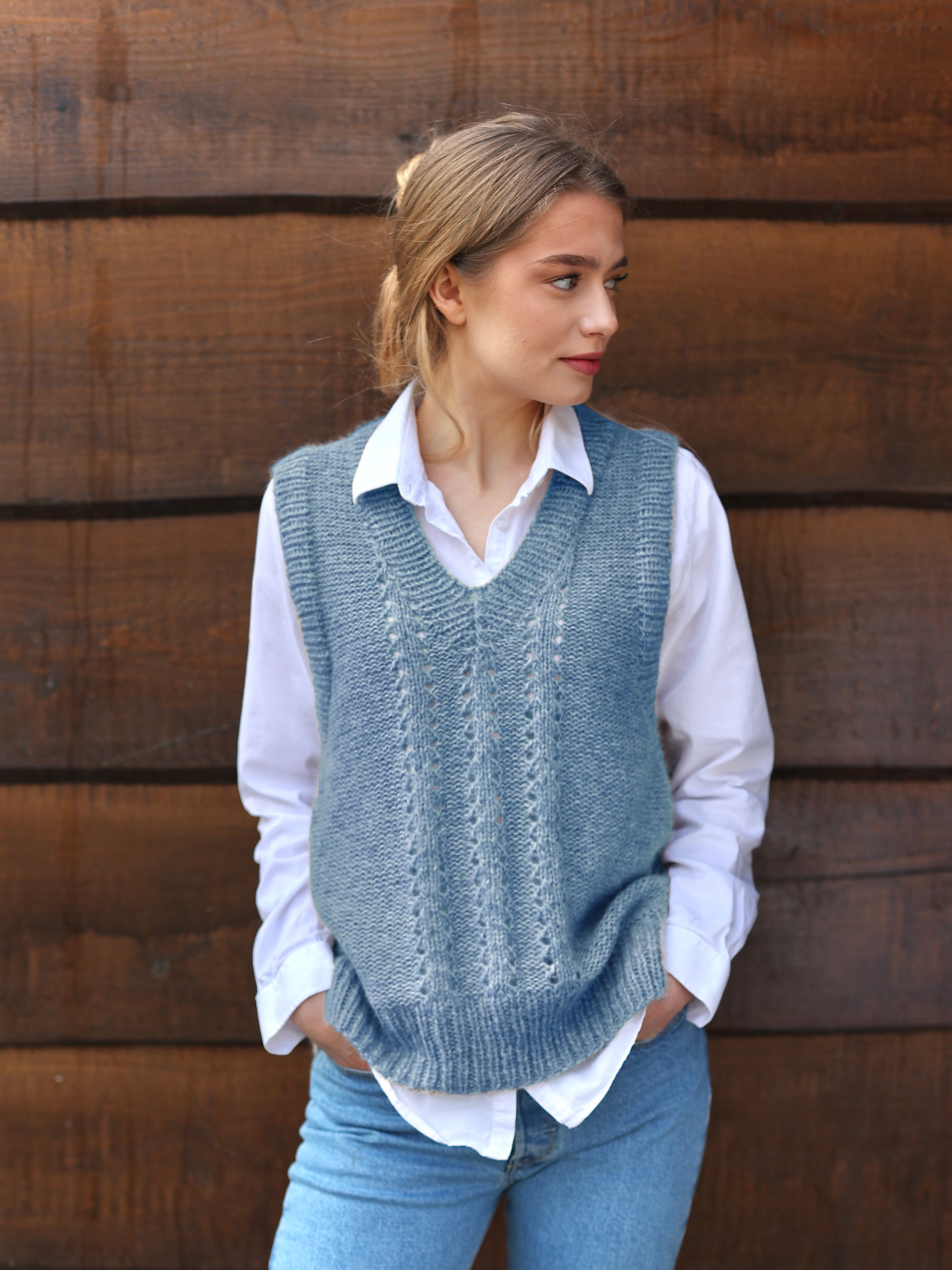 EAST vest lys jeansblå