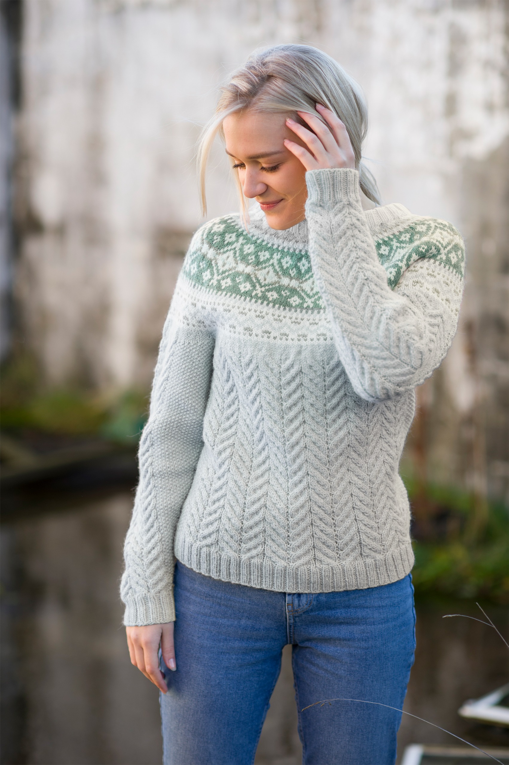 Marlene genser lys gråblå