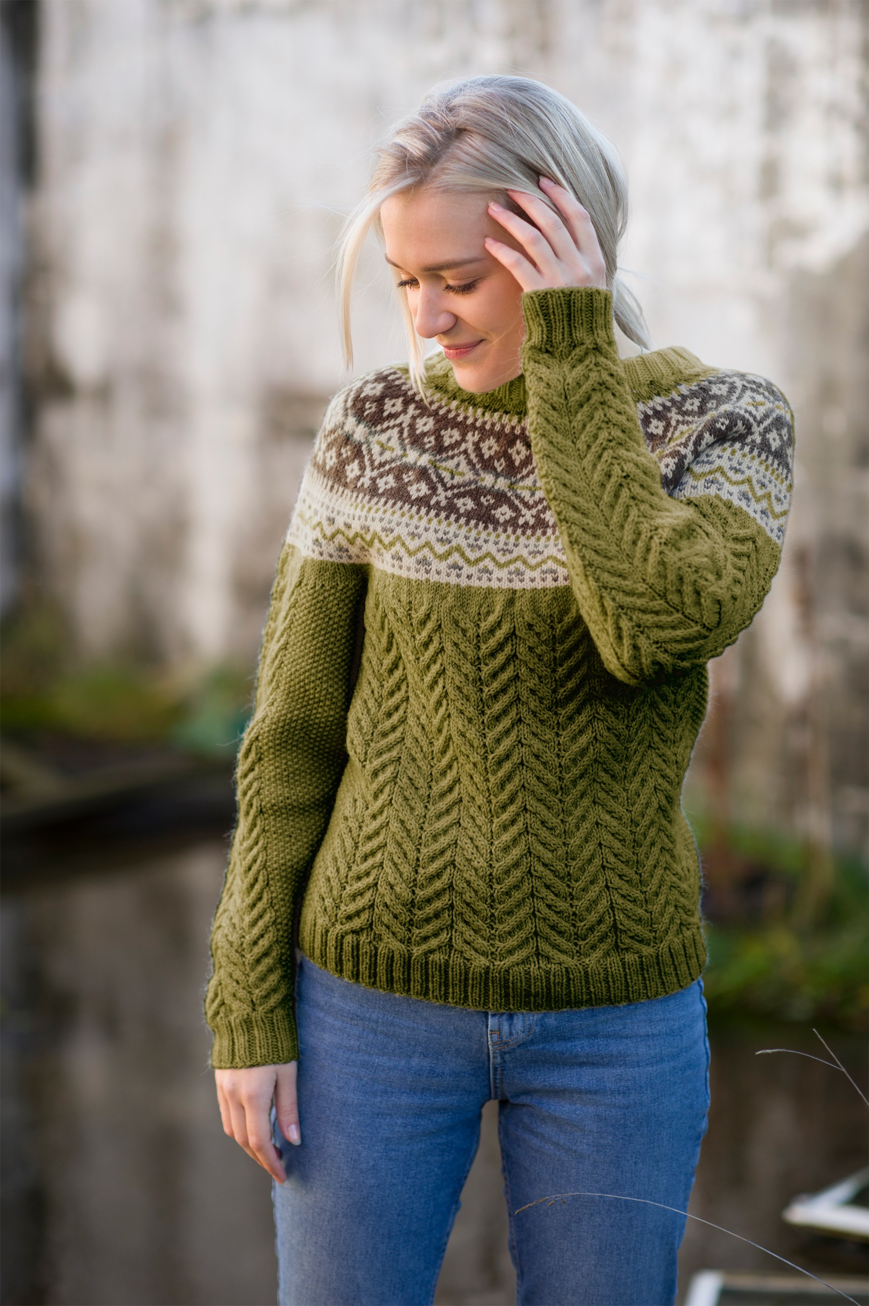 Marlene genser olivengrønn