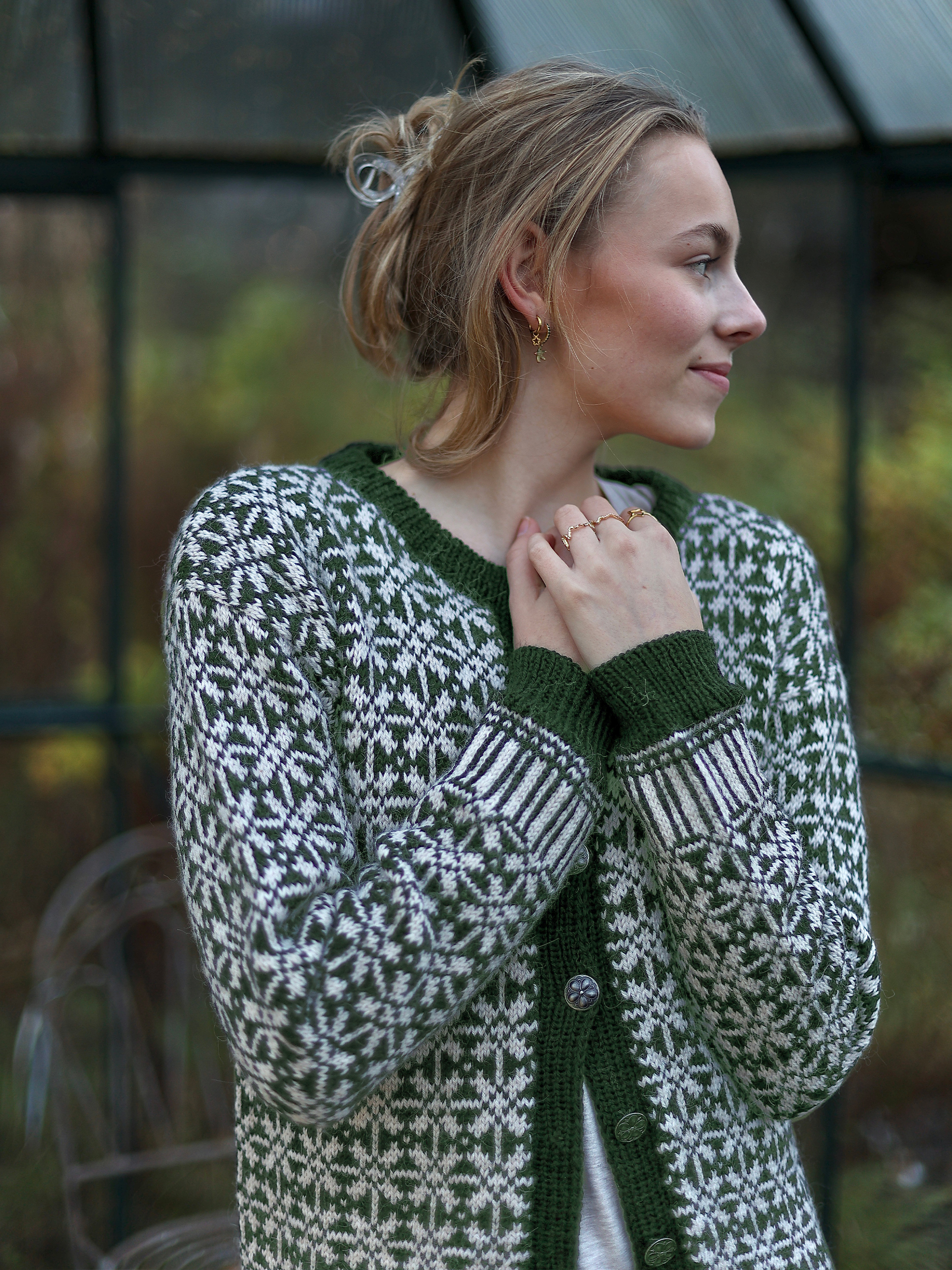 GYDA jakke mørk grønn/lys beige