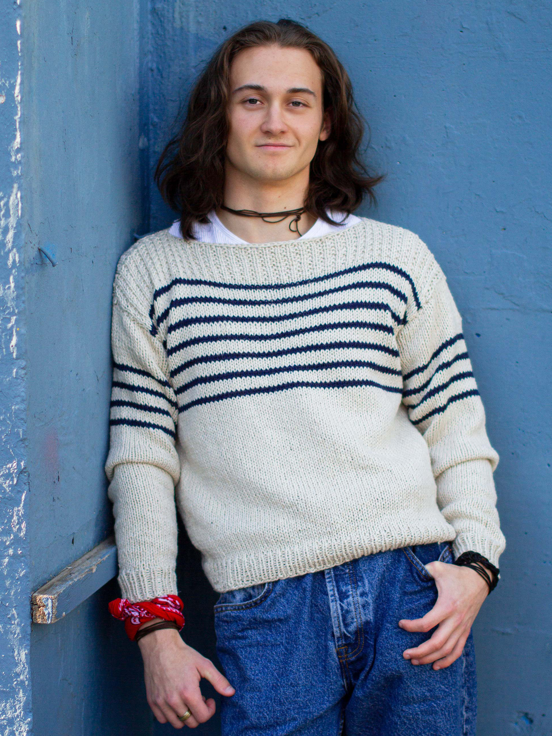 PAUL genser lys beige/marine